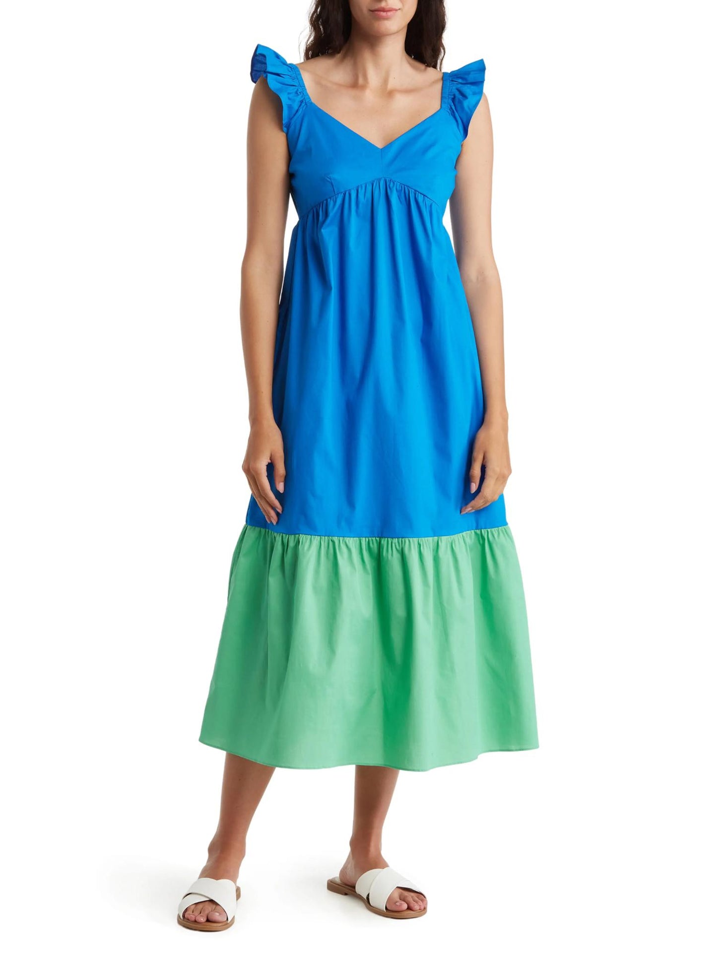 Donna Morgan - Ruffle Cap Sleeves Maxi Dress - Sz 8