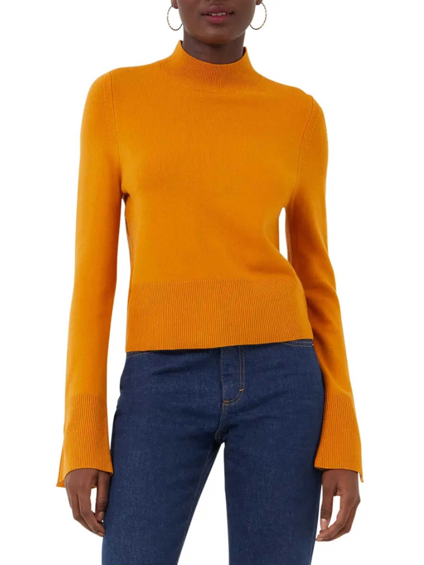 French Connection - Babysoft Split Cuff Mock Neck Sweater - Sz S