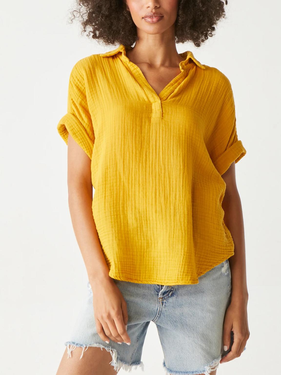 Michael Stars - Gigi Gauze Popover Short Sleeve Top - Sz XL