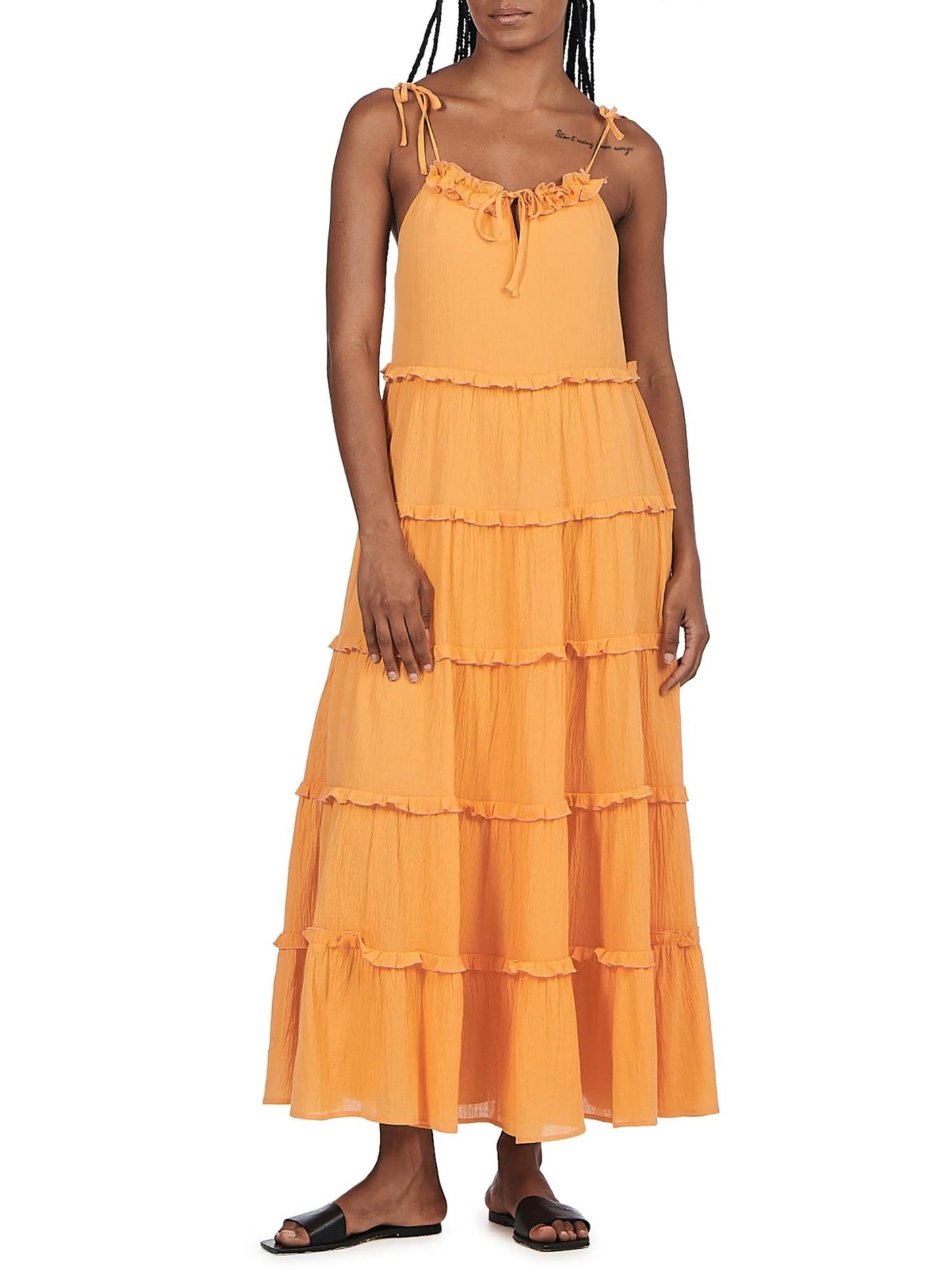 Charlie Holiday - Tiered Cotton Spaghetti Straps Maxi Dress - Sz XS