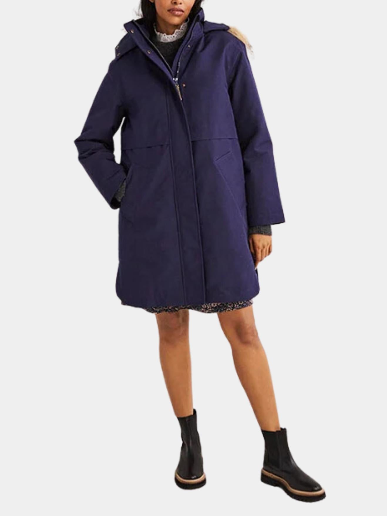 Boden - Wells Waterproof Faux Fur Hood Coat - Sz 14