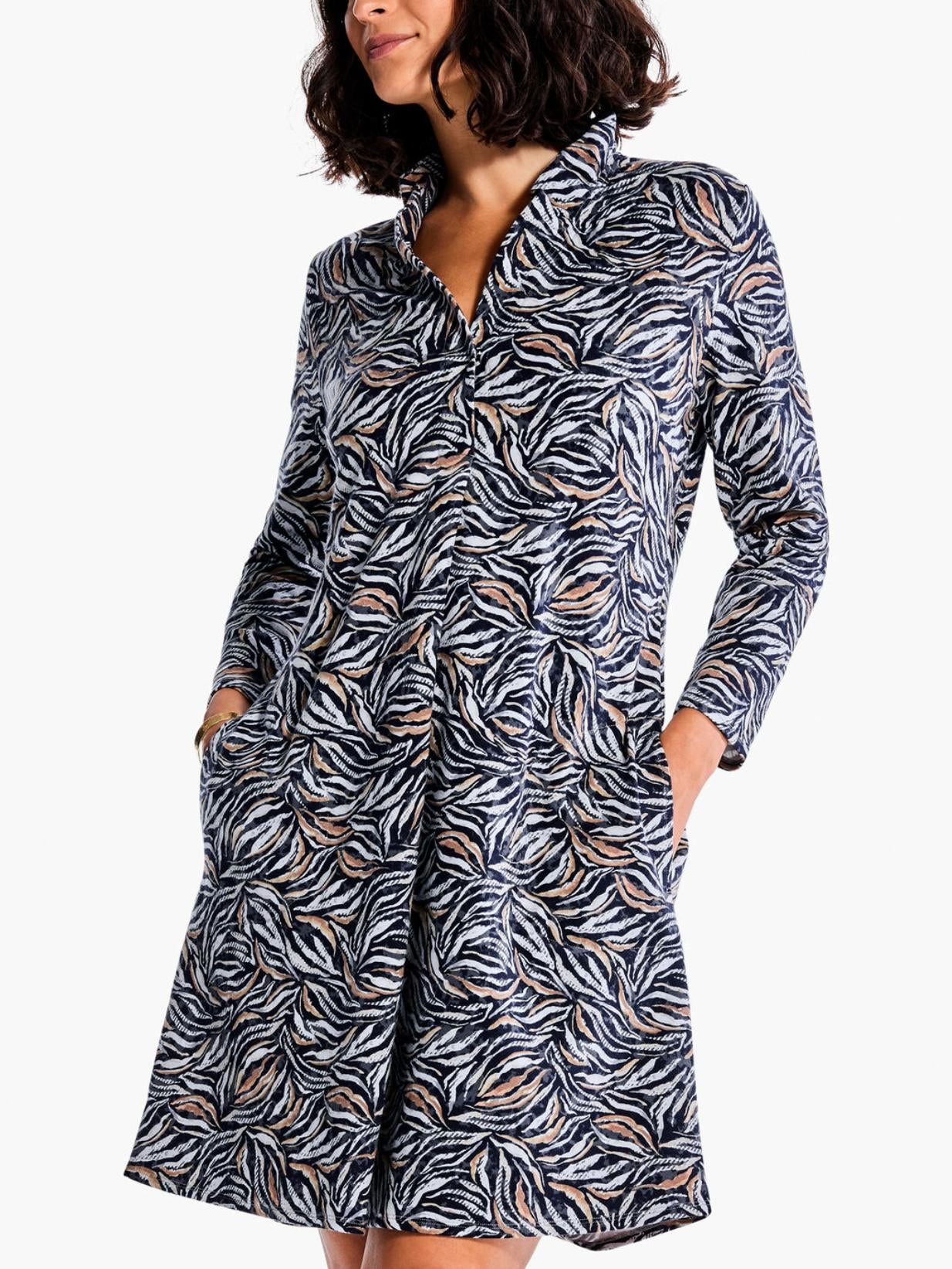 NIC+ZOE - Forest Fern V-Neck Shift Dress - Sz XL