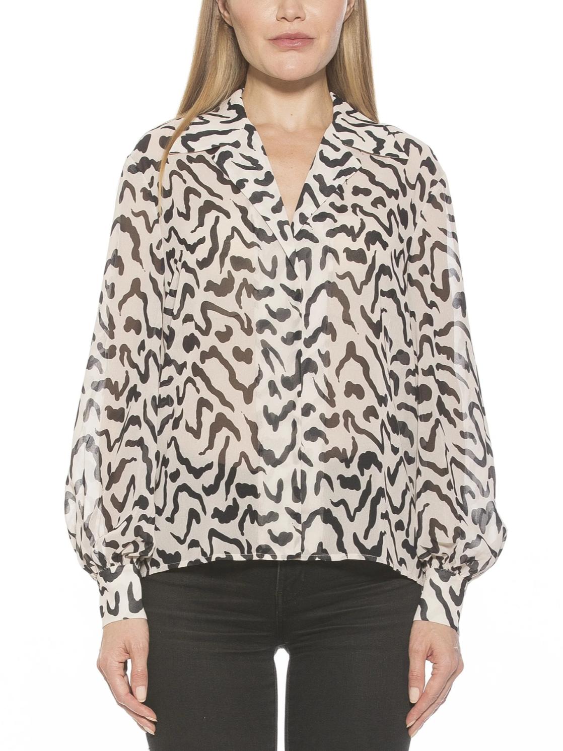 Alexia Admor - Mila Long Sleeve Silky Blouse - Sz 8