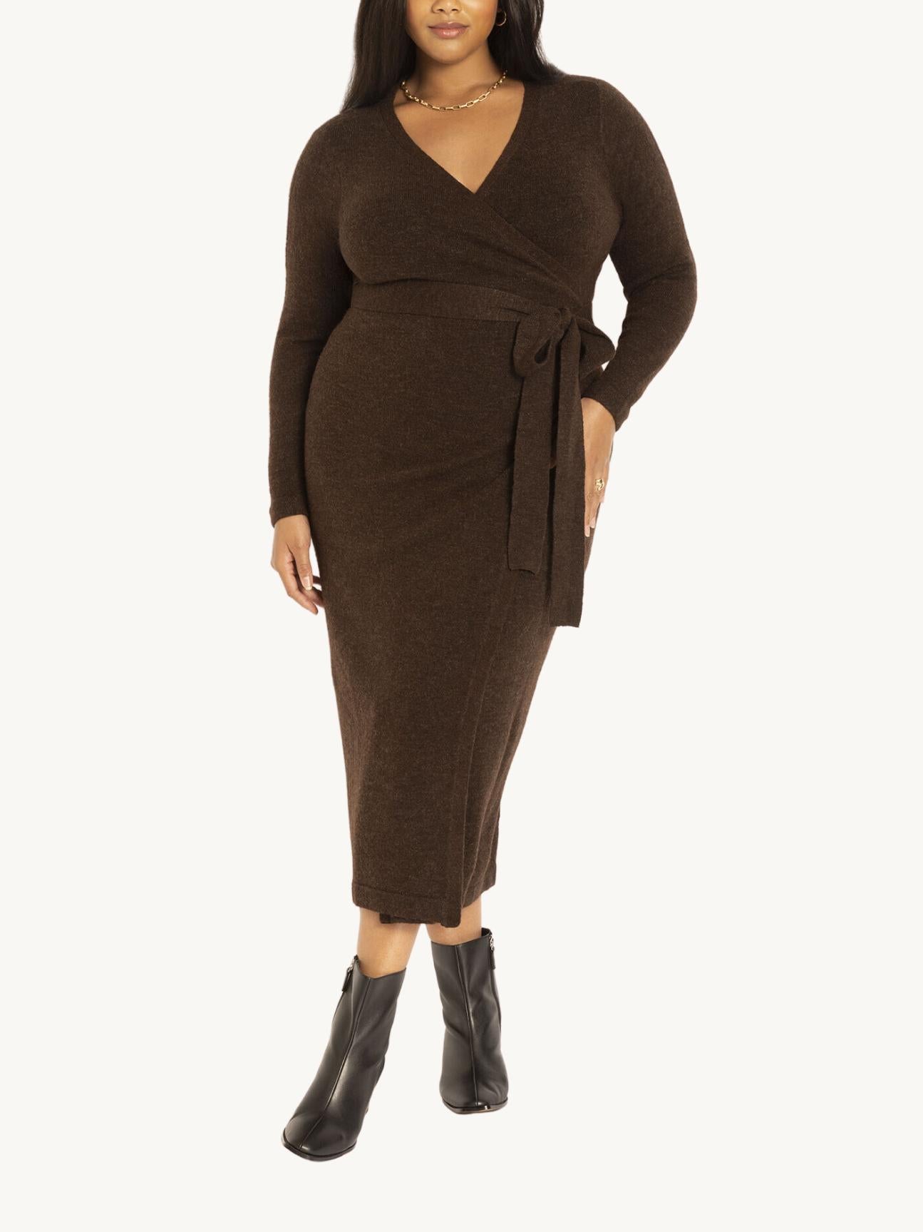 Eloquii - Sweater Wrap Midi Sweater Dress - Sz 22/24
