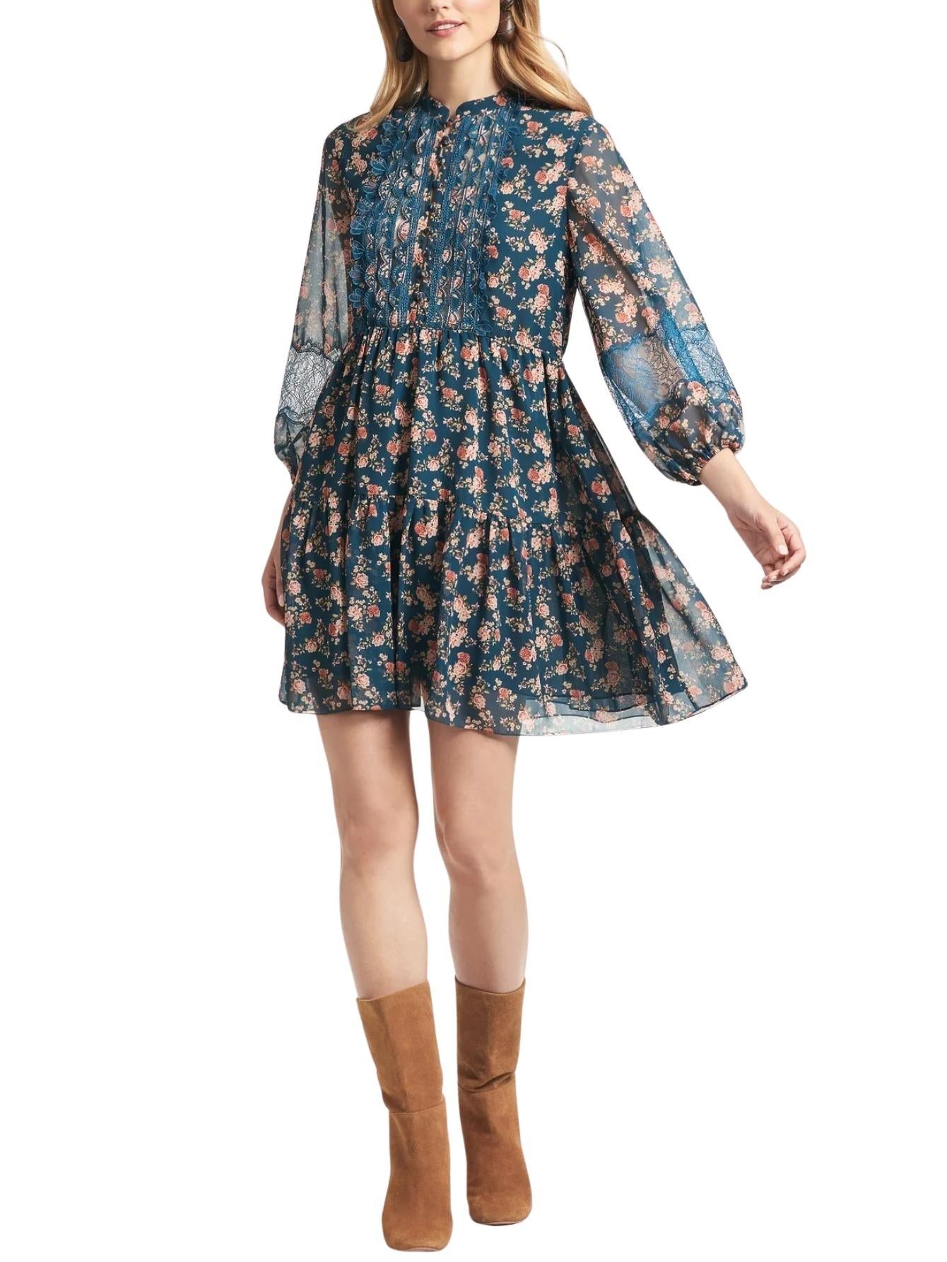 Sachin & Babi - Moyer Embroidered Pleated Yoke Dress - Sz M