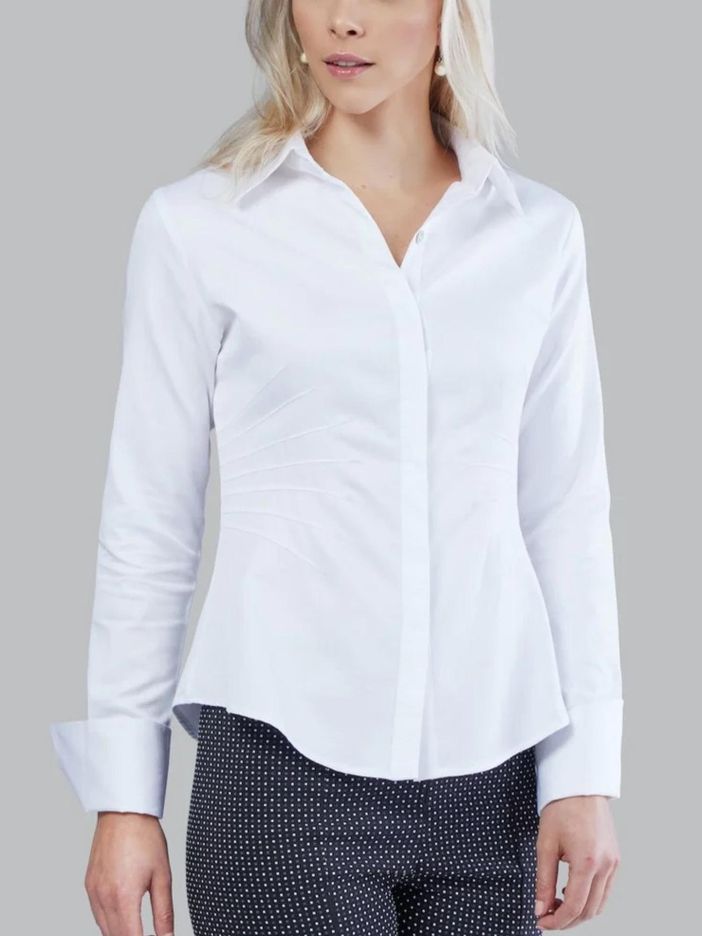 Farinaz Taghavi - Joy Fitted Button-Down Cotton Shirt - Sz M