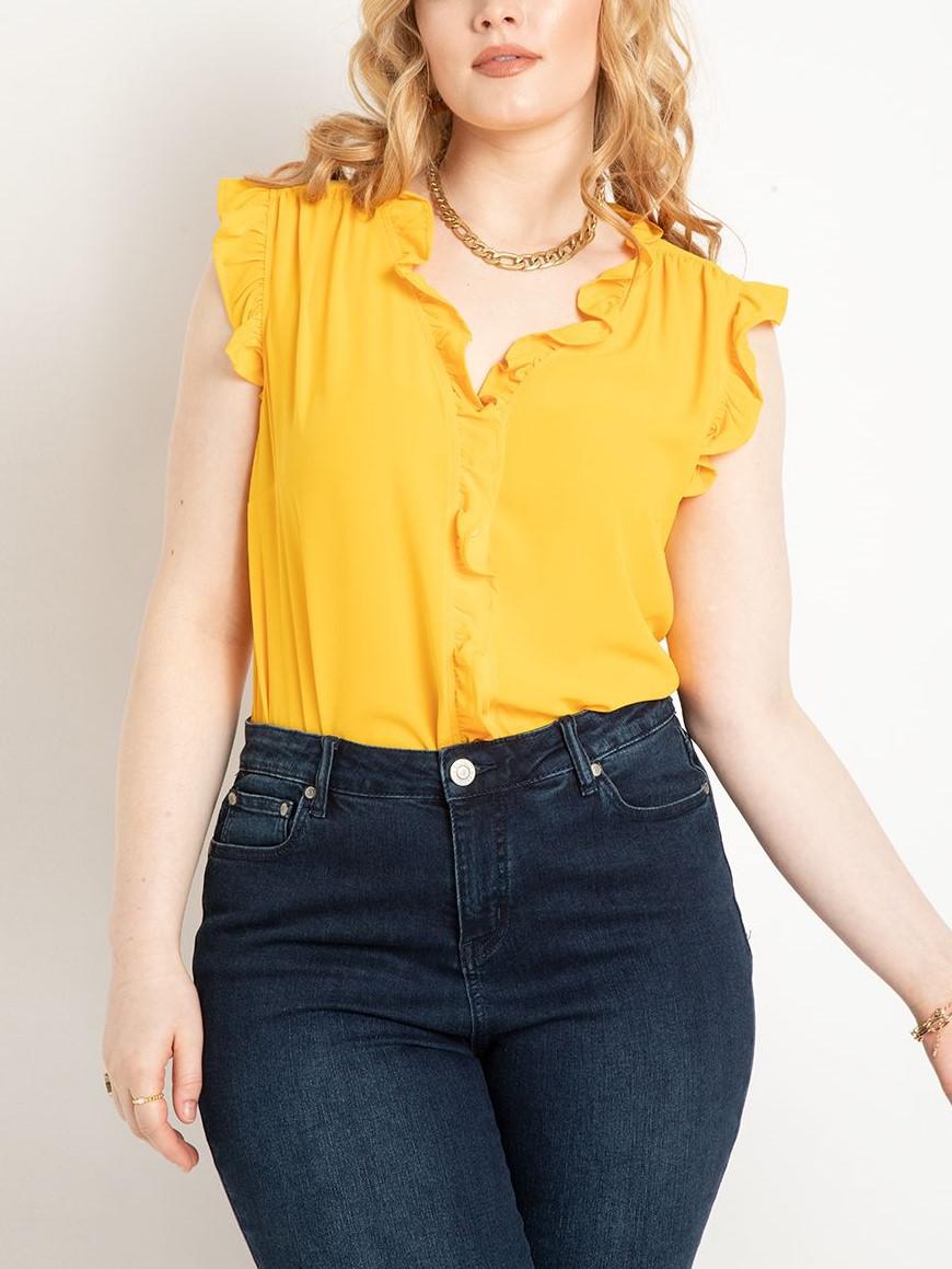 Eloquii - Ruffle Placket Blouse - Sz 18W
