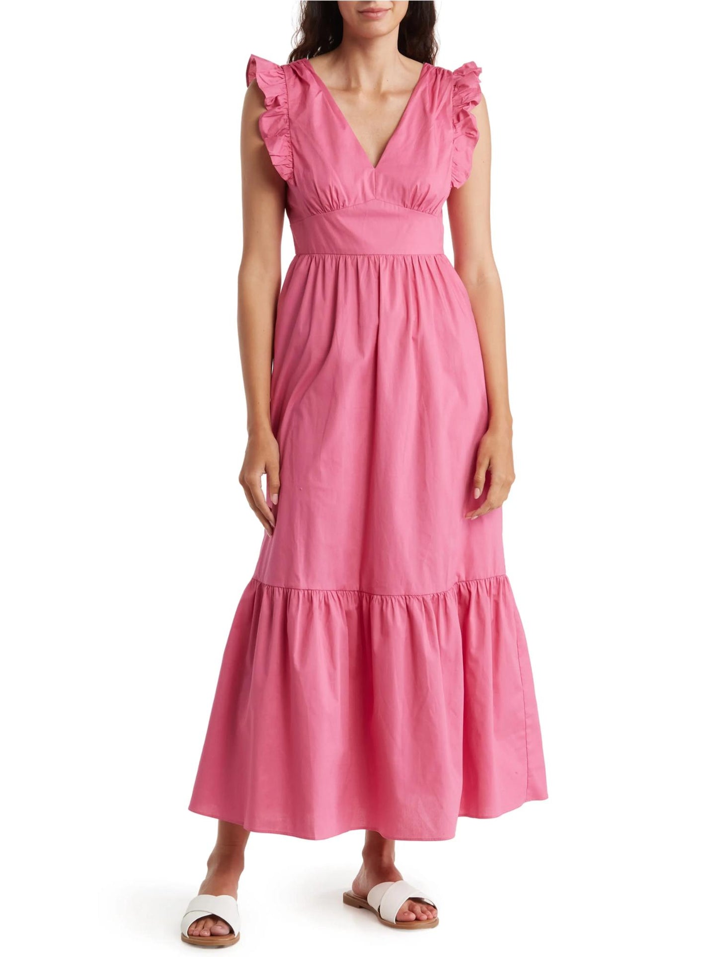 Maggy London - V-Neck Flutter Sleeve Midi Dress - Sz 6