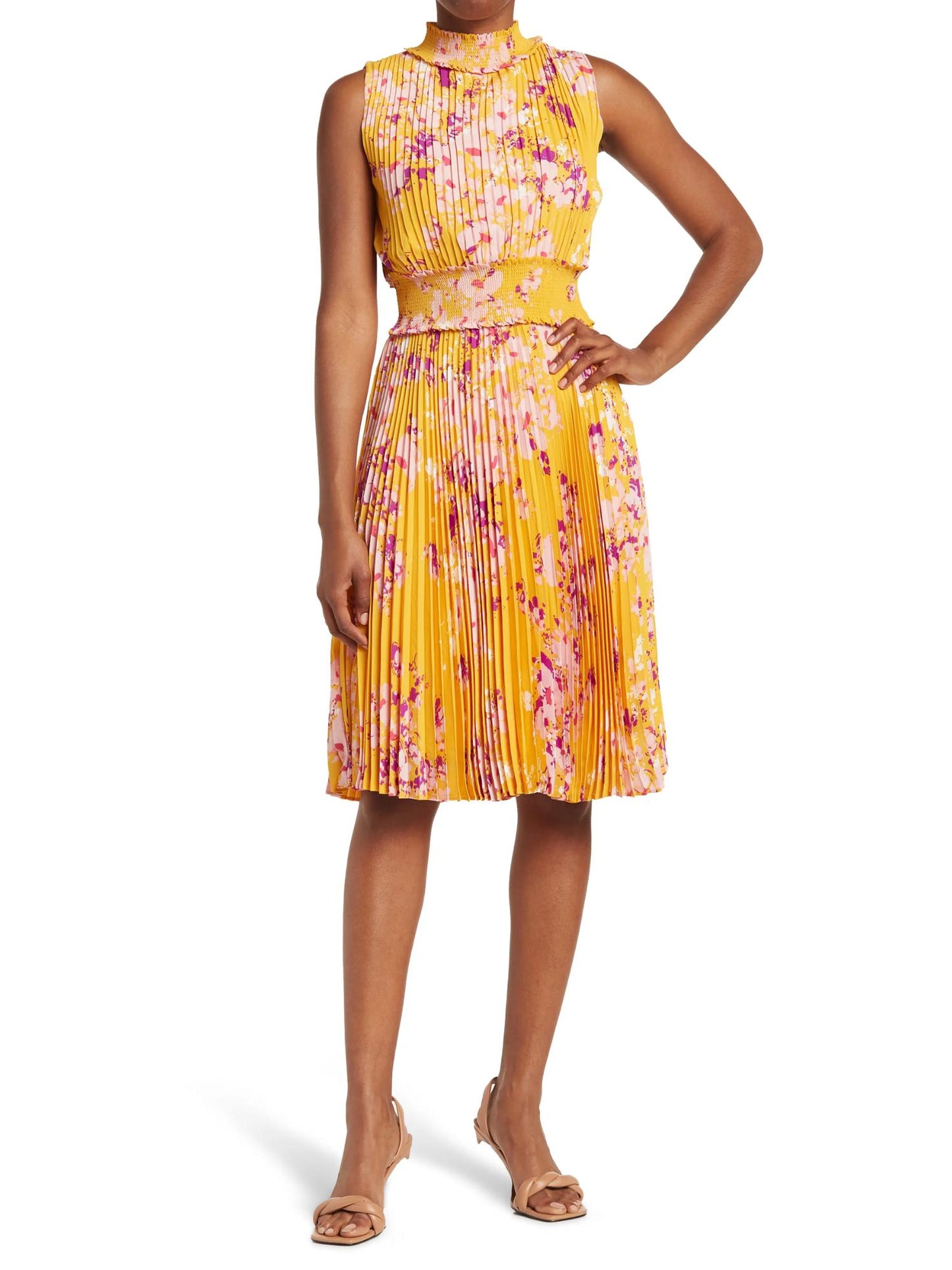 Nanette Lepore - High Neck Pleated Sleeveless Dress - Sz 6