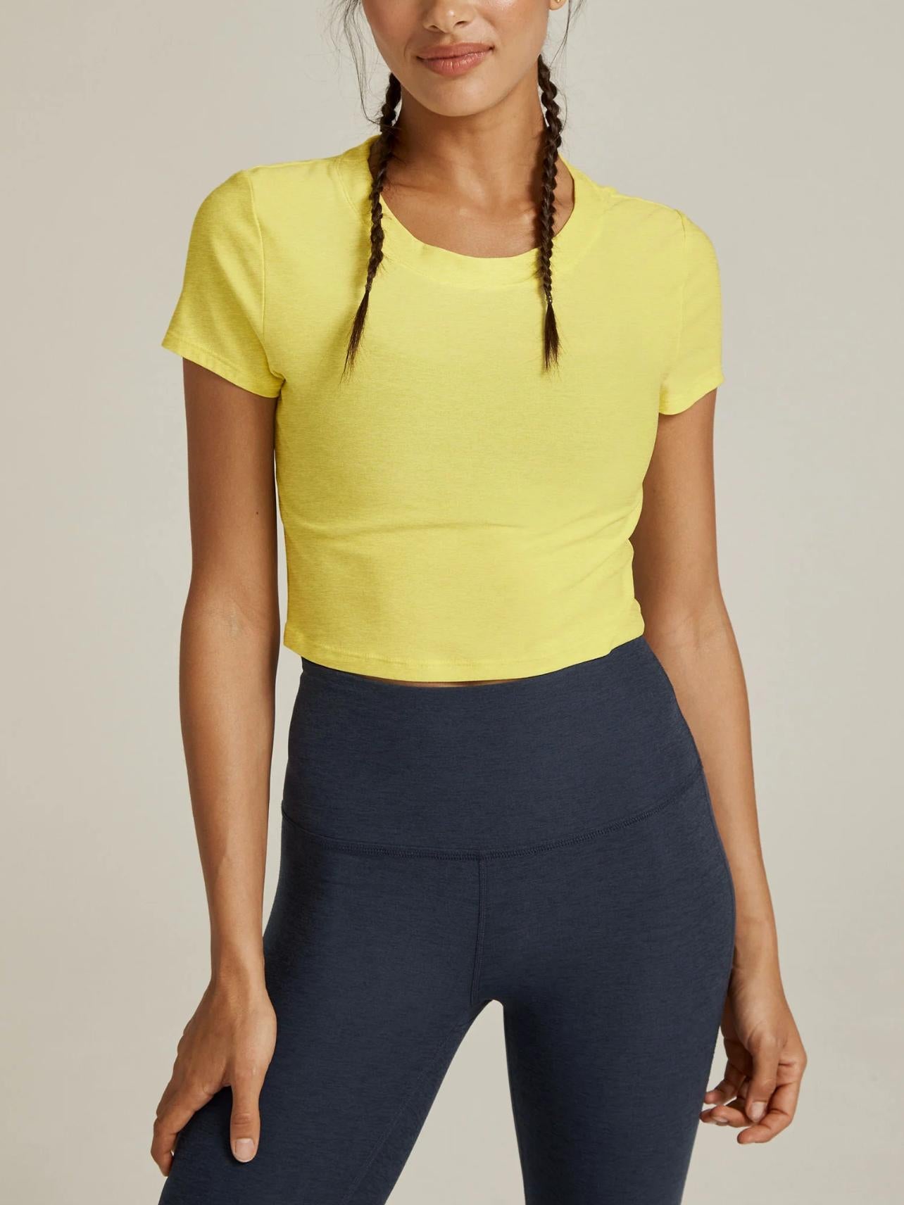 Beyond Yoga - Perspective Open Back Cropped Tee - Sz XL