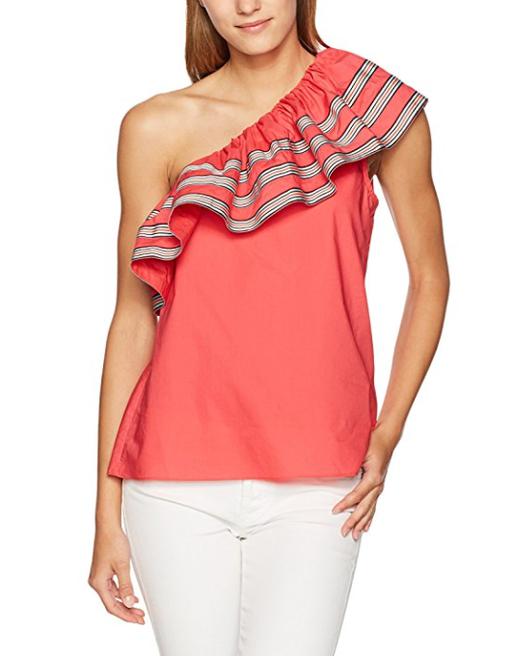 Parker - One-Shoulder Ruffle Overlay Blouse - Sz S