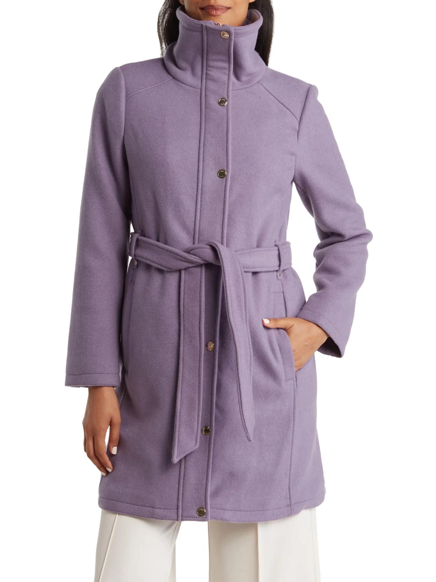 Michael Kors - Belted Front Zip Wool Blend Coat - Sz S