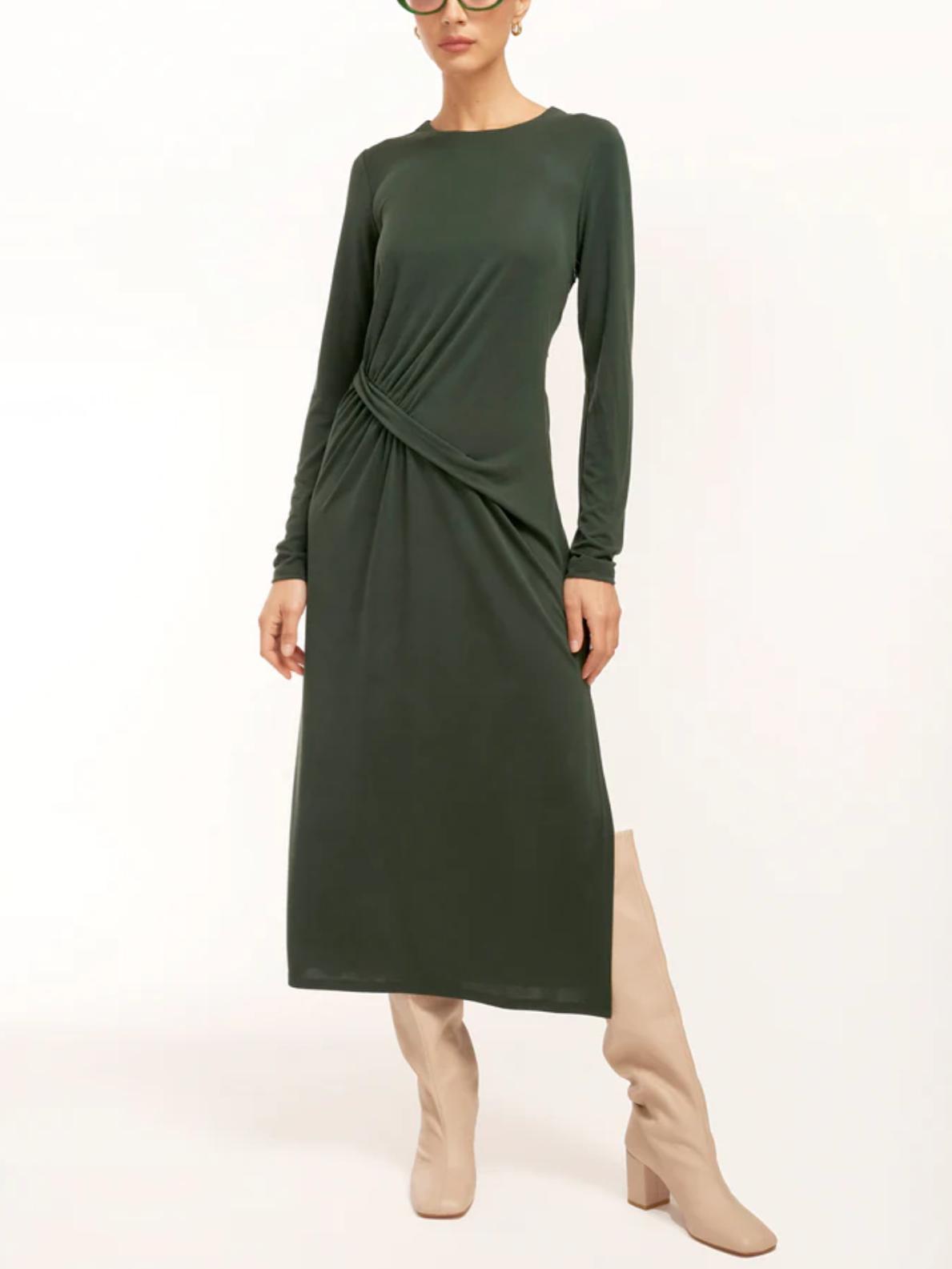 Equipment - Xander Side Slit Gatherings Waist Maxi Dress - Sz M