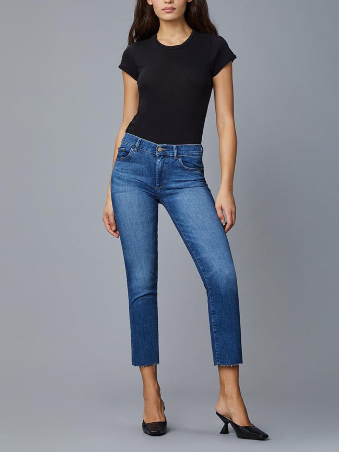DL1961 - Mara Straight Leg Mid-Rise Crop Jeans - Sz 32