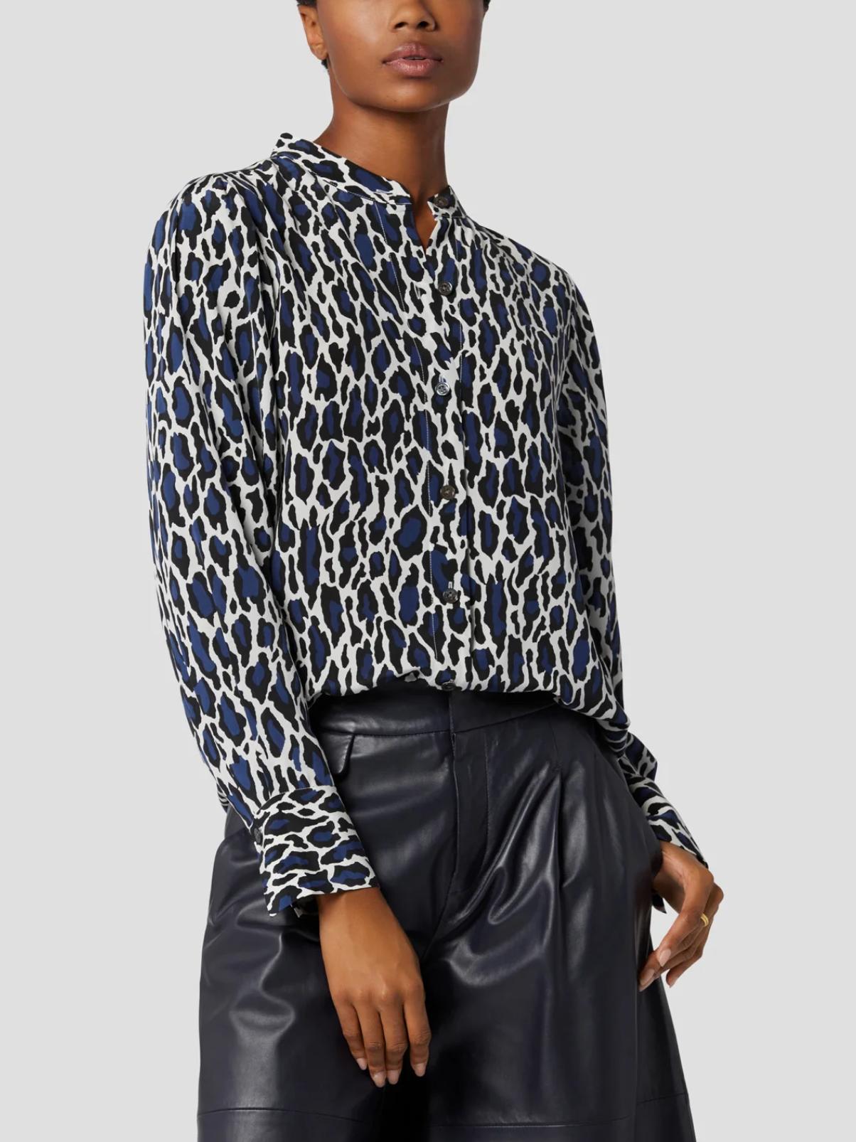 Equipment - Collarless Oversize Cuff Silk Shanton Shirt - Sz XS