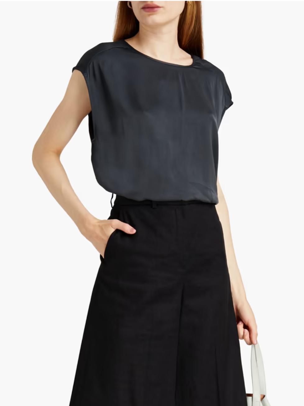 American Vintage - Cap Sleeve Satin Twill Blouse - Sz XS/S