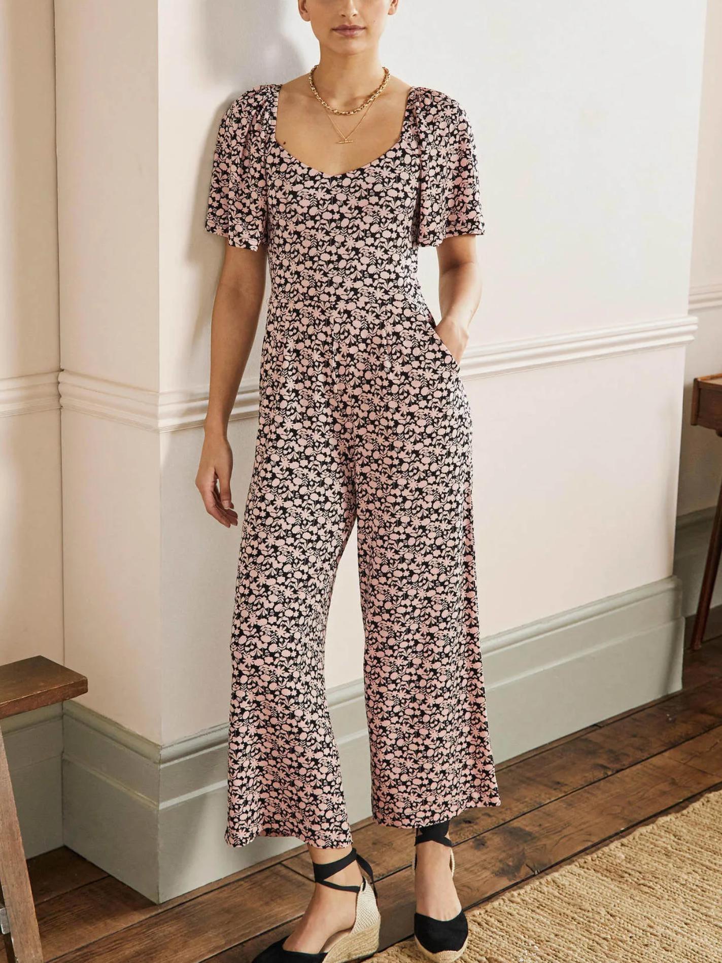 Boden - Flutter Sleeve Jersey Jumpsuit - Sz 8