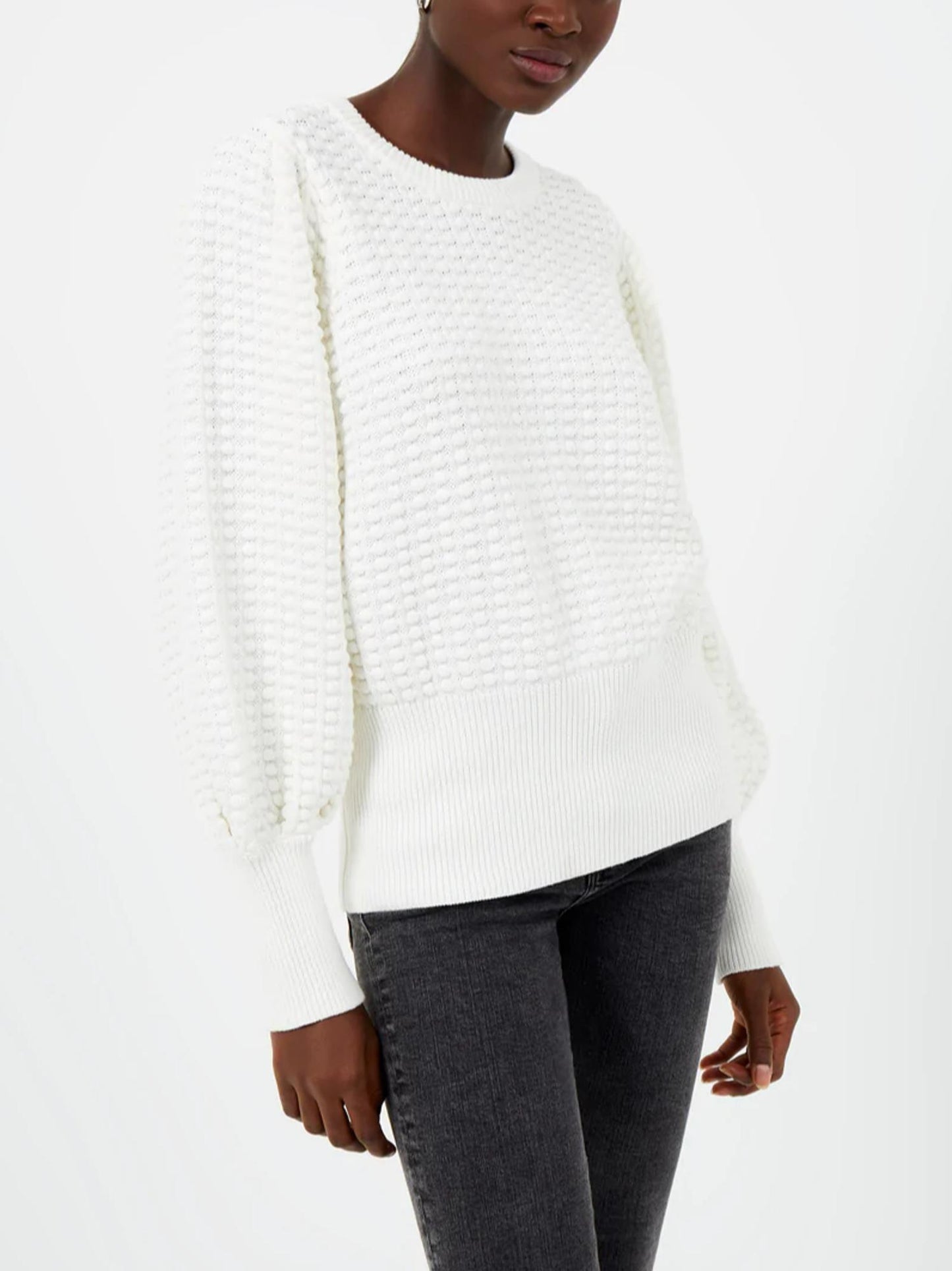 French Connection - Mozart Balloon Sleeve Crew Neck Popcorn Sweater - Sz M