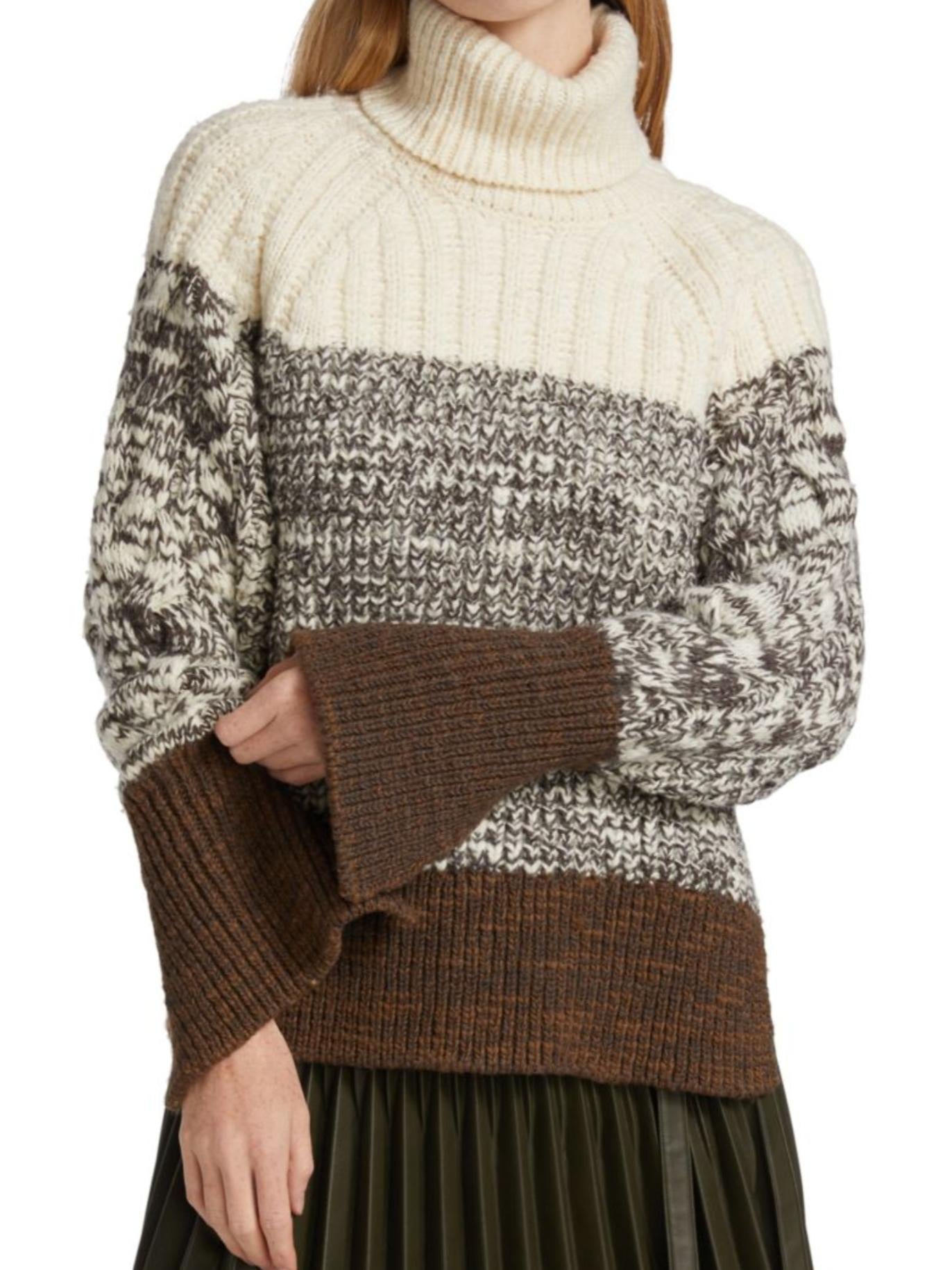 3.1 Phillip Lim - Chunky Turtleneck Side Slits Wool Sweater - Sz L
