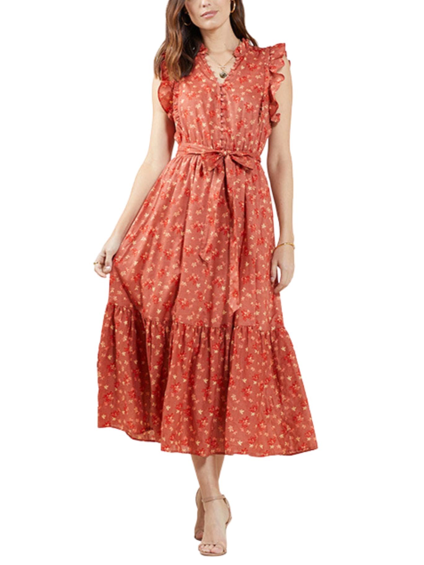 Outerknown - Canyon Ruffle Sleeve Midi Dress - Sz L