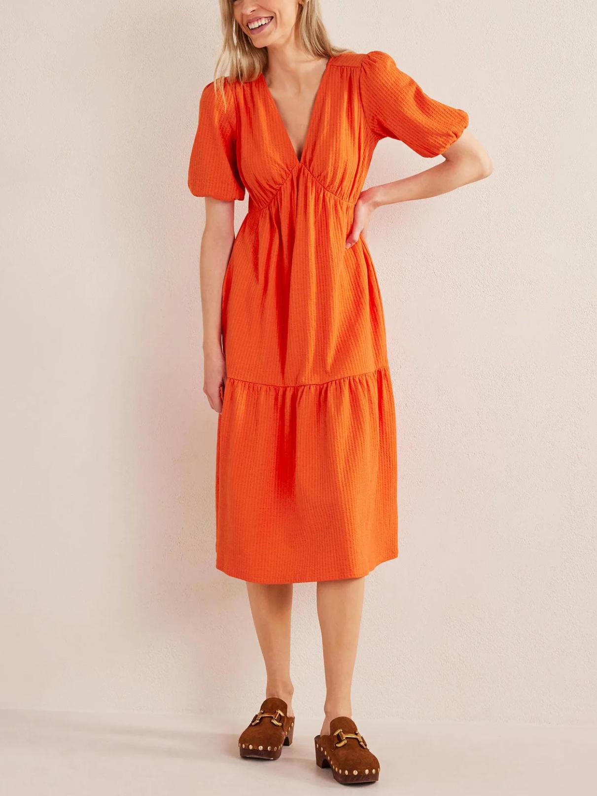 Boden - Jersey Seersucker Midi Dress - Sz 16/18