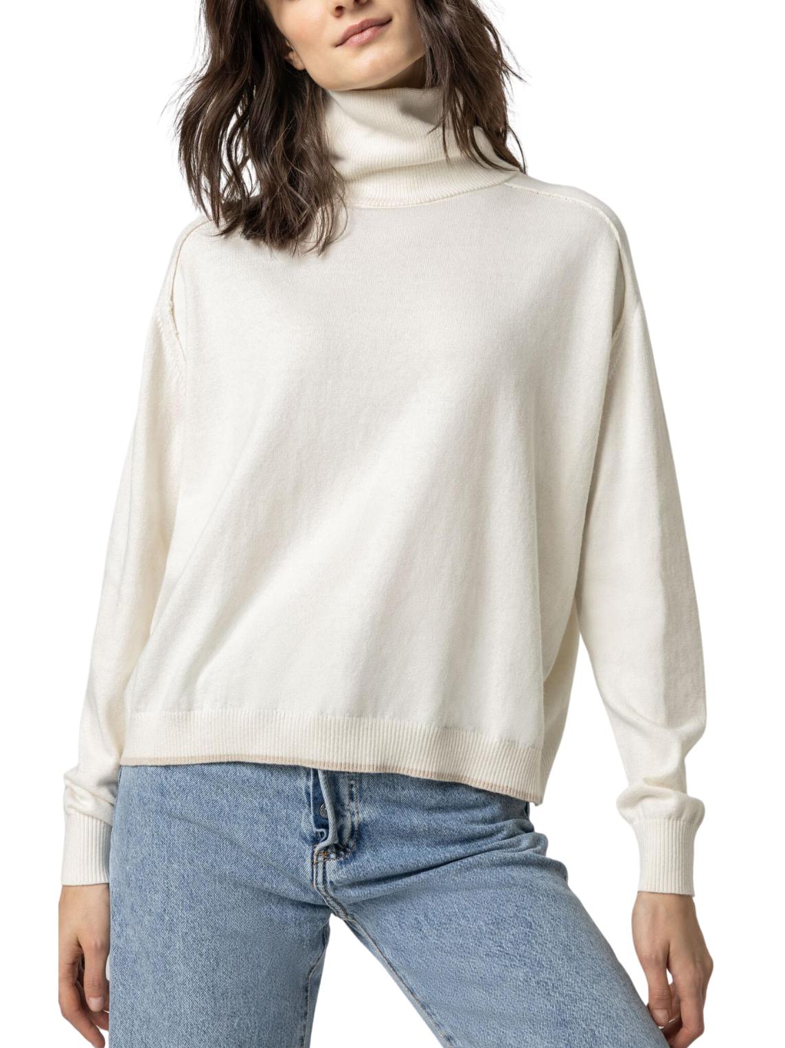 Lilla P - Easy Turtleneck Sweater with Tipping - Sz M