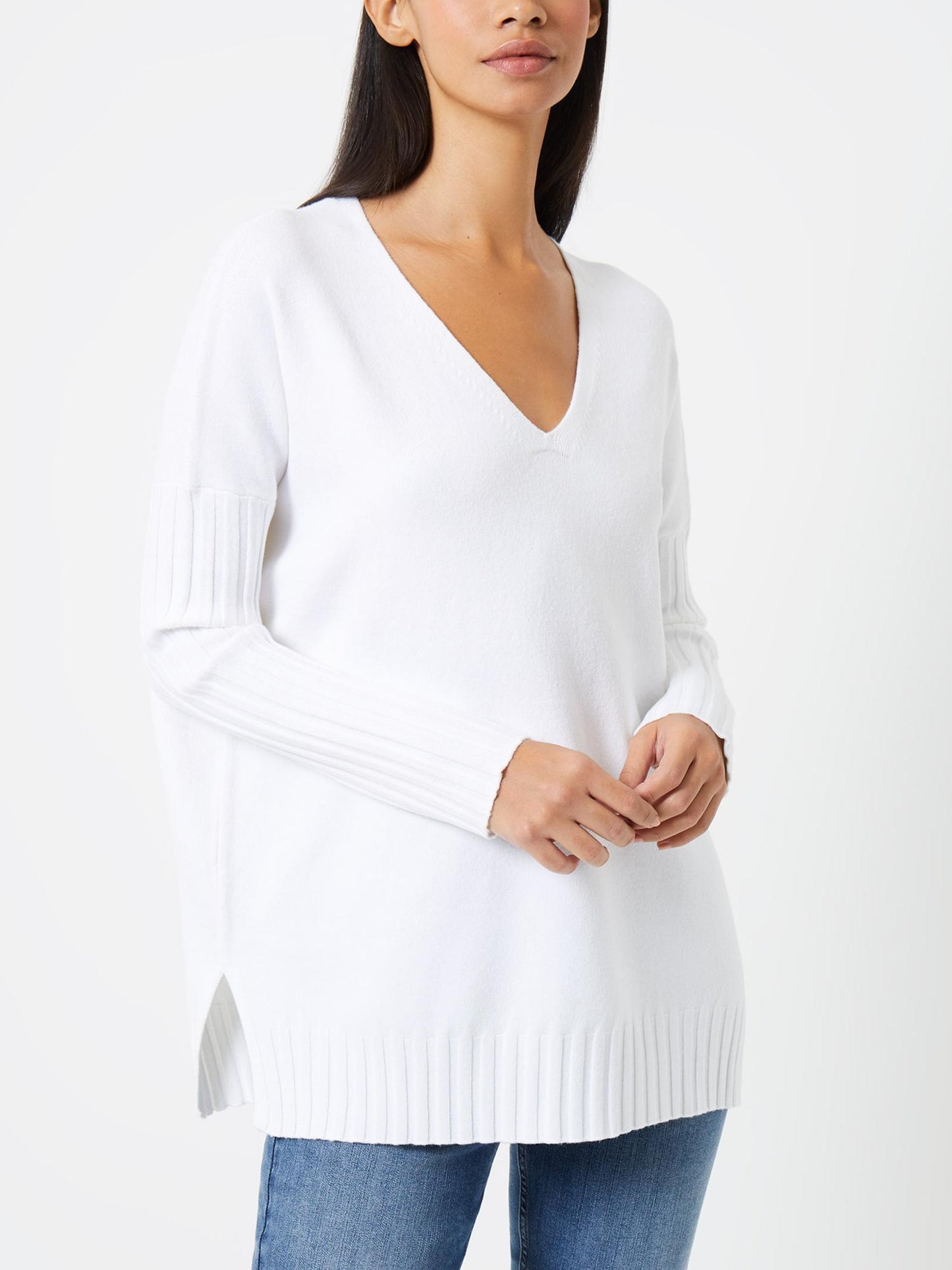French Connection - Babysoft Rib Sleeve V Neck Sweater - Sz M