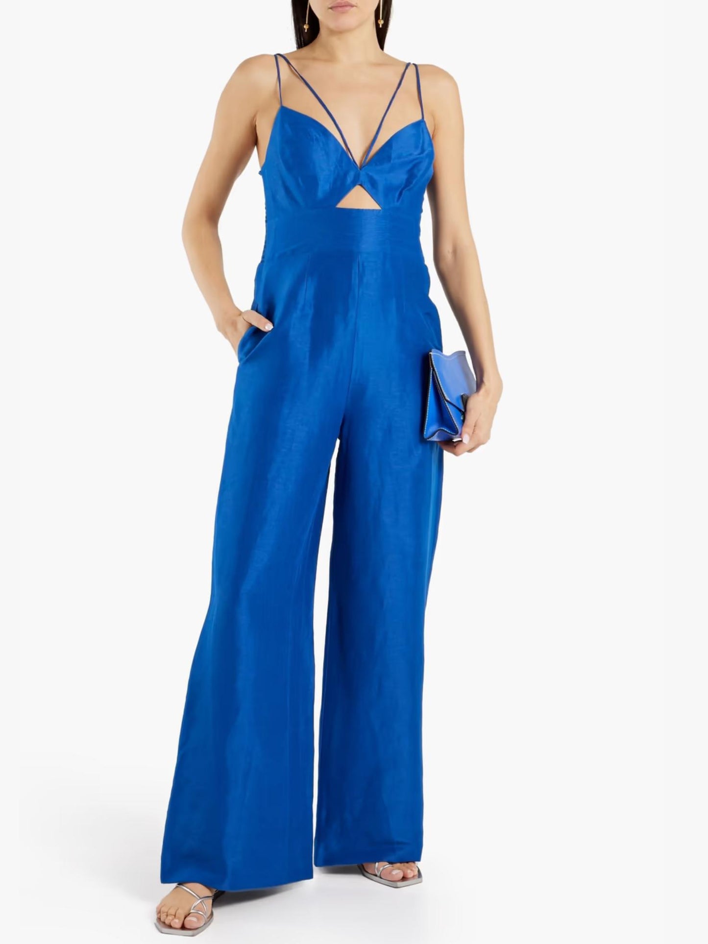 Sachin & Babi - Arden Cutout Silk-Blend wide Leg Jumpsuit - Sz 2