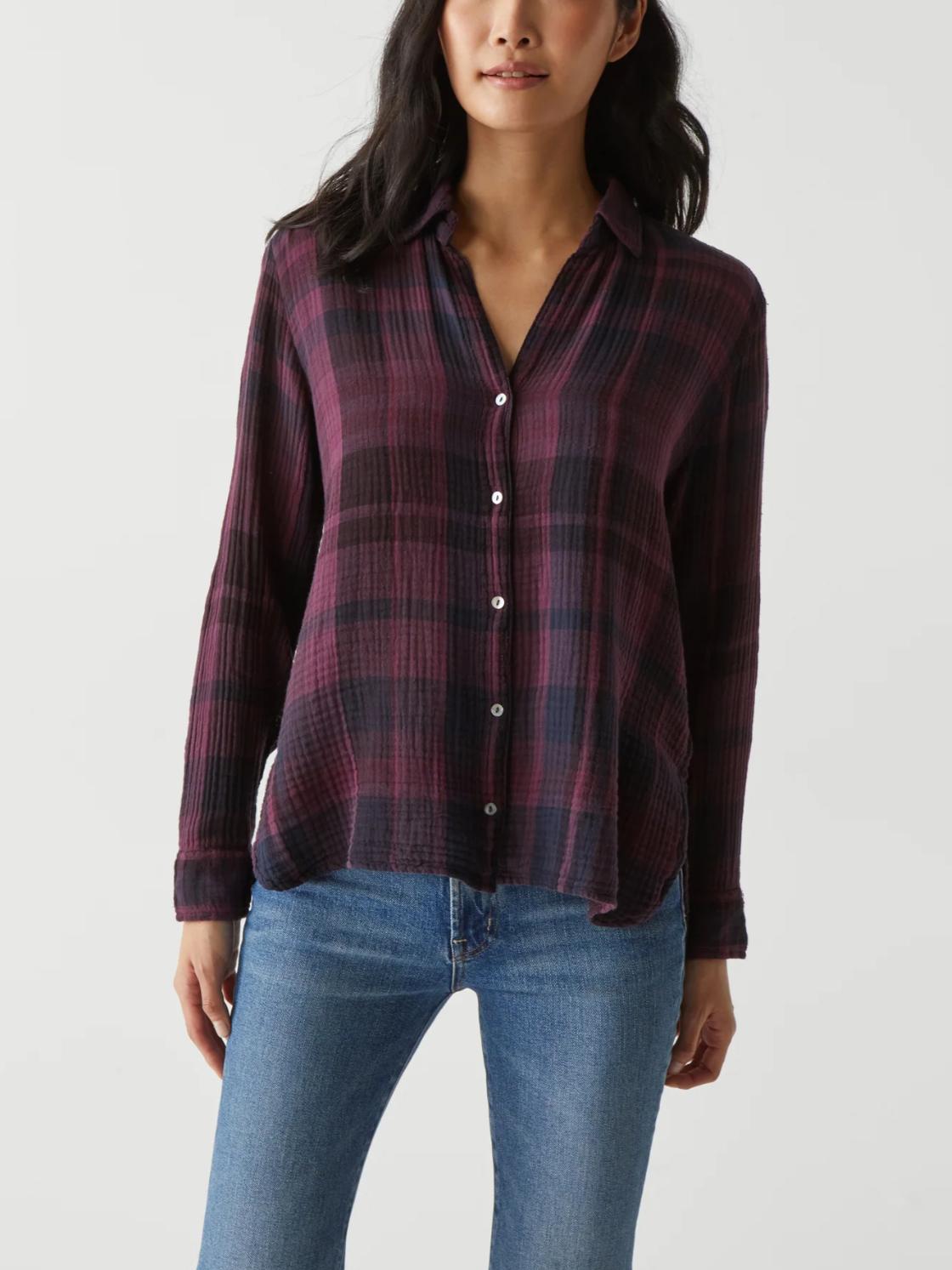 Michael Stars - Leo Plaid Long Sleeve Button-Down Shirt - Sz XS