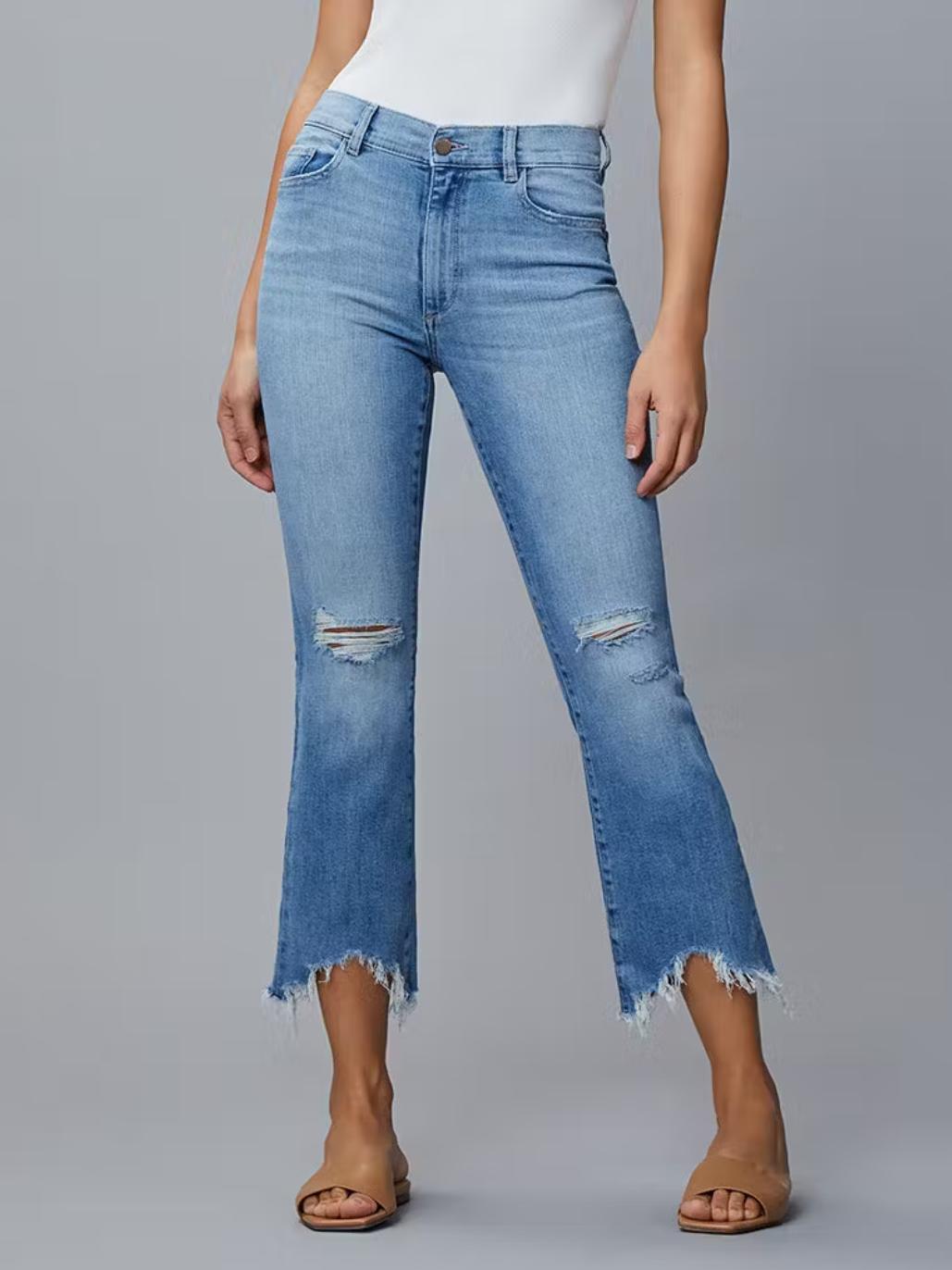 DL1961 - Bridget Cropped Raw Hem Bootcut Jeans - Sz 31