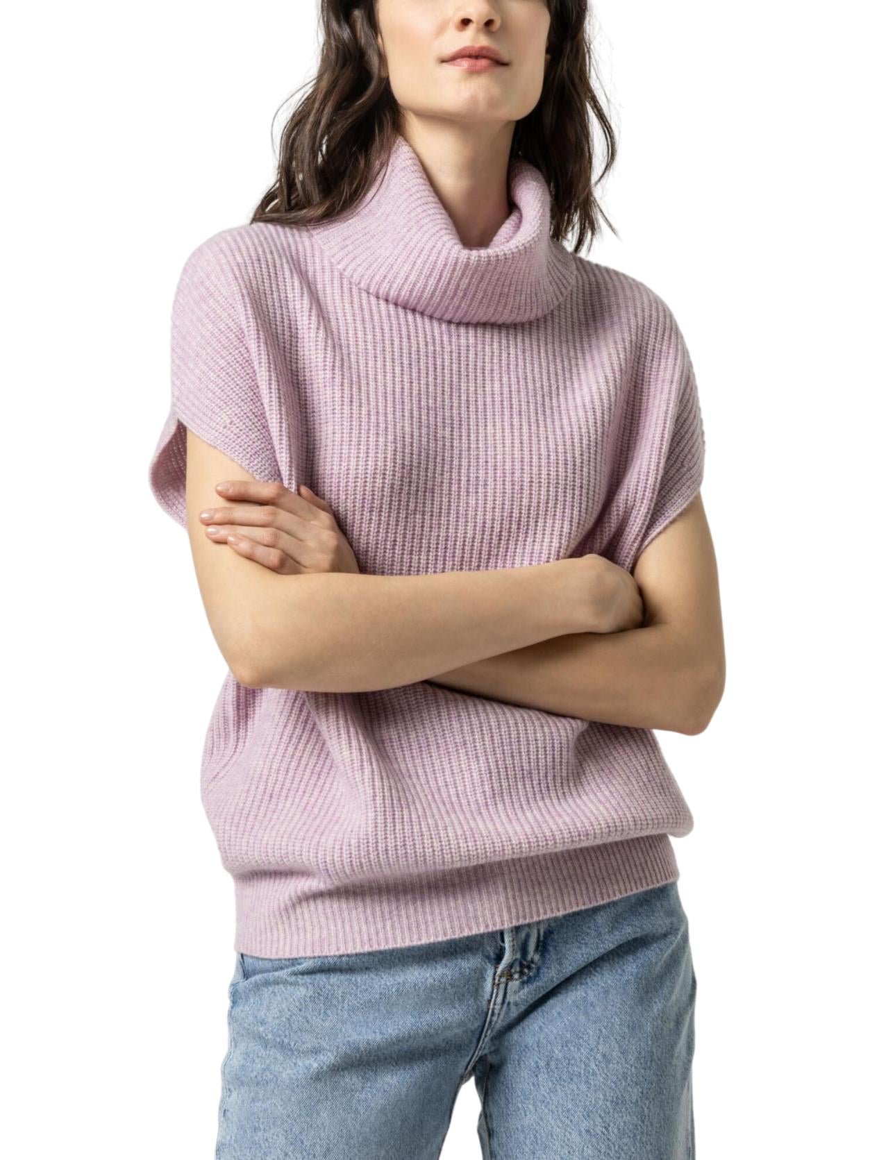 Lilla P - Ribbed Sleeveless Wool-Cashmere Blend Turtleneck Sweater - Sz S