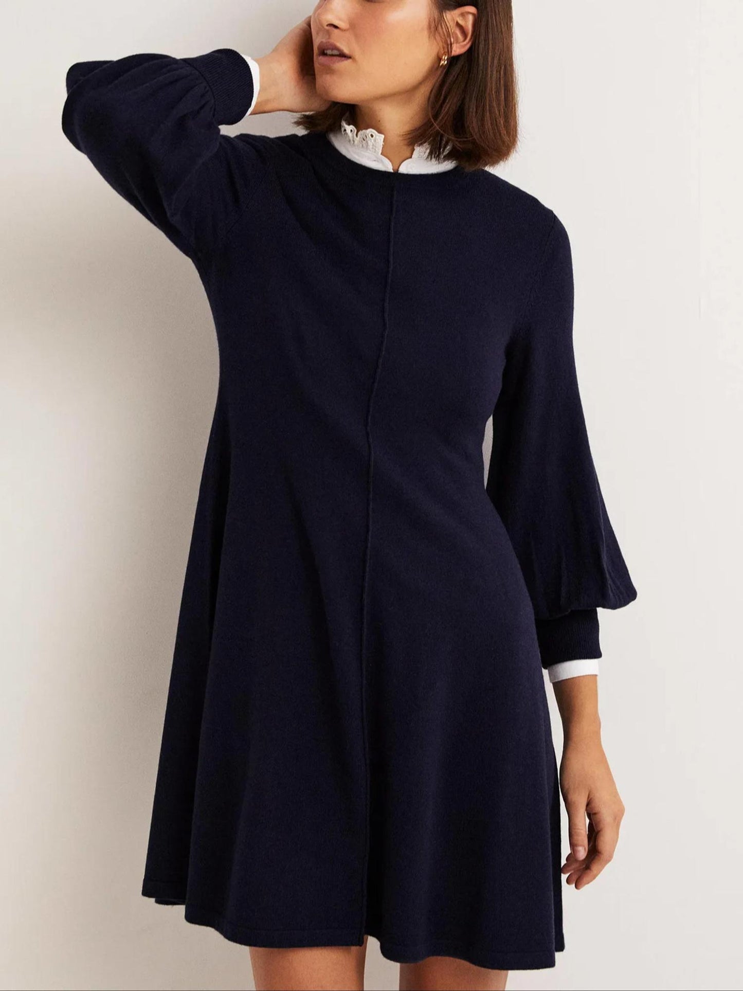 Boden - Long Blouson Sleeve Wool Blend Fit & Flare Dress, Tall - Sz 12