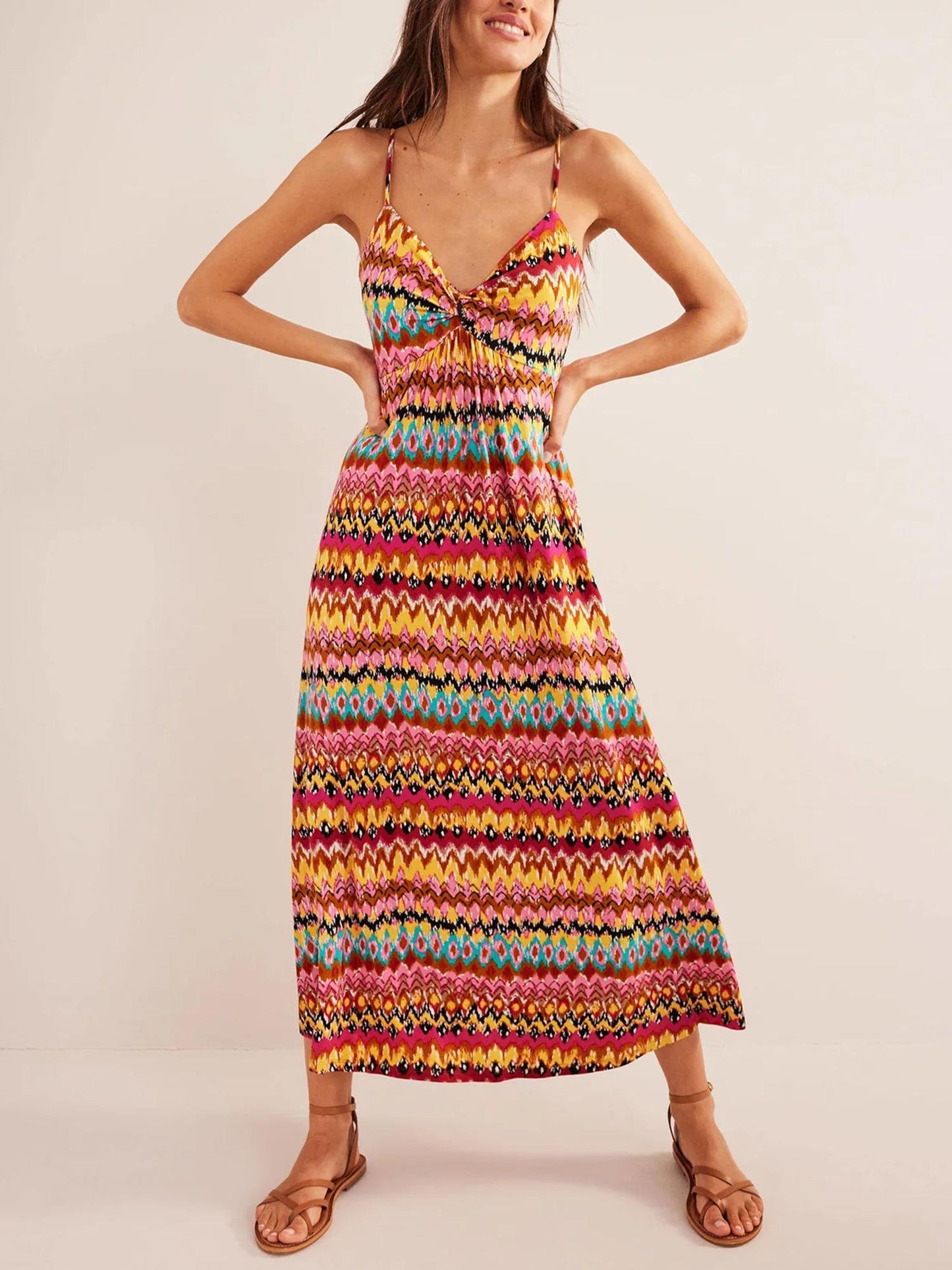 Boden - Strappy Ruched Keyhole Front Maxi Dress - Sz 12