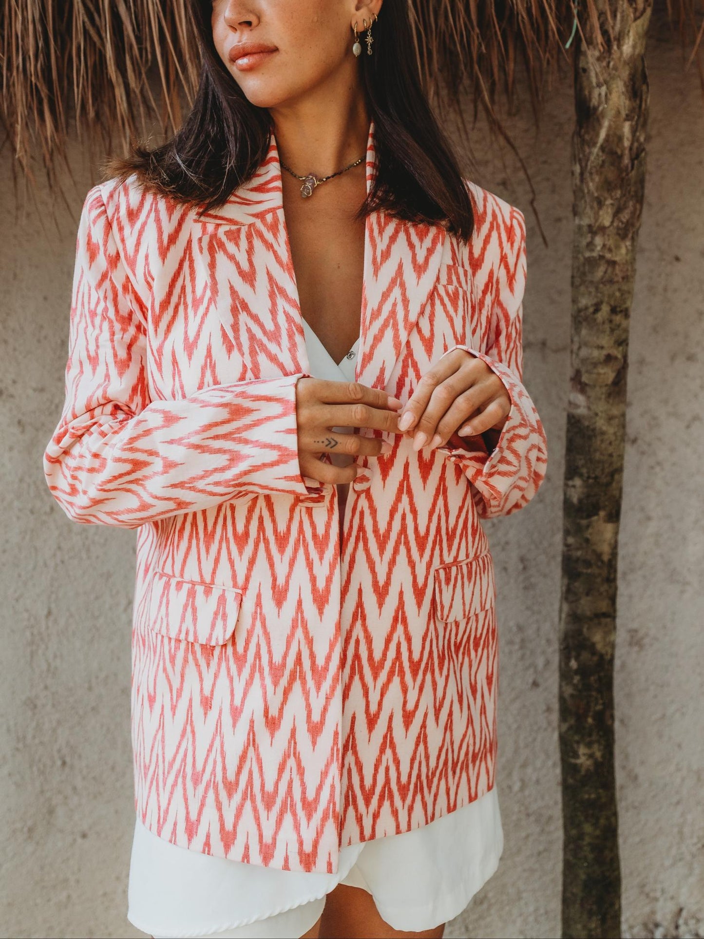 Transcend - Amira Ikat Single-Breasted Blazer - Sz XS