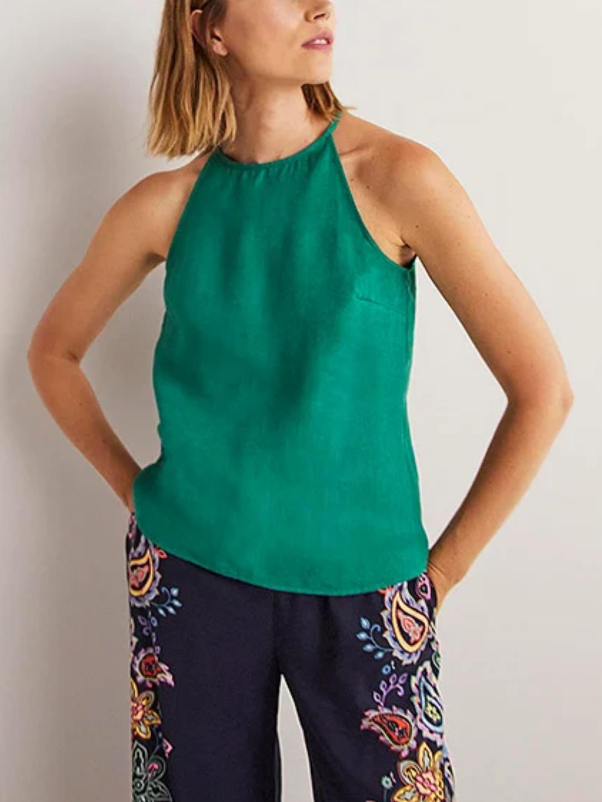 Boden - Strappy Halterneck Linen Top - Sz 16/18