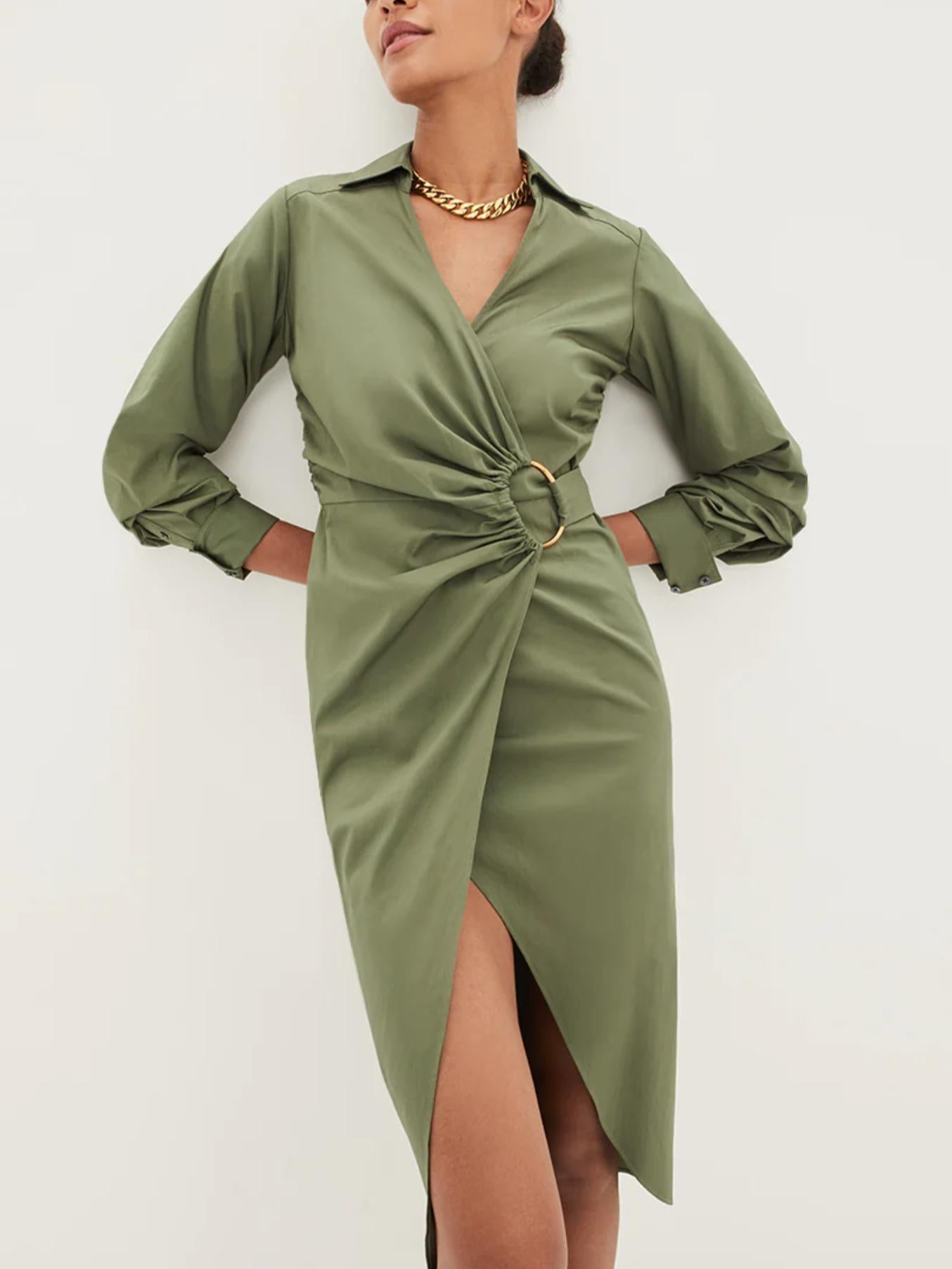 Veronica Beard - Afton Long Sleeve Wrap Midi Dress - Sz 2