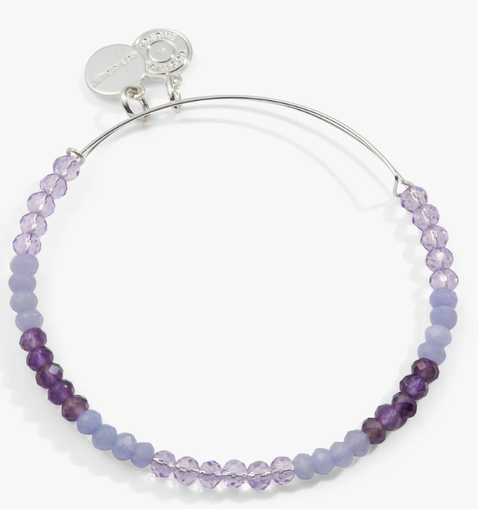 Alex and Ani Ombre Faceted Stone Beaded Charm Bangle, Purple