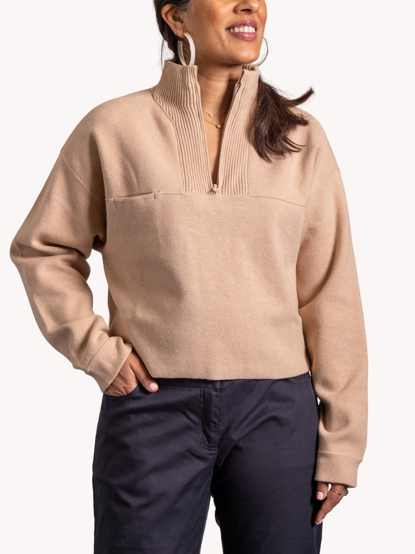 Lunya - Cozy Silk Blend Cropped Zip Pullover - Sz XL