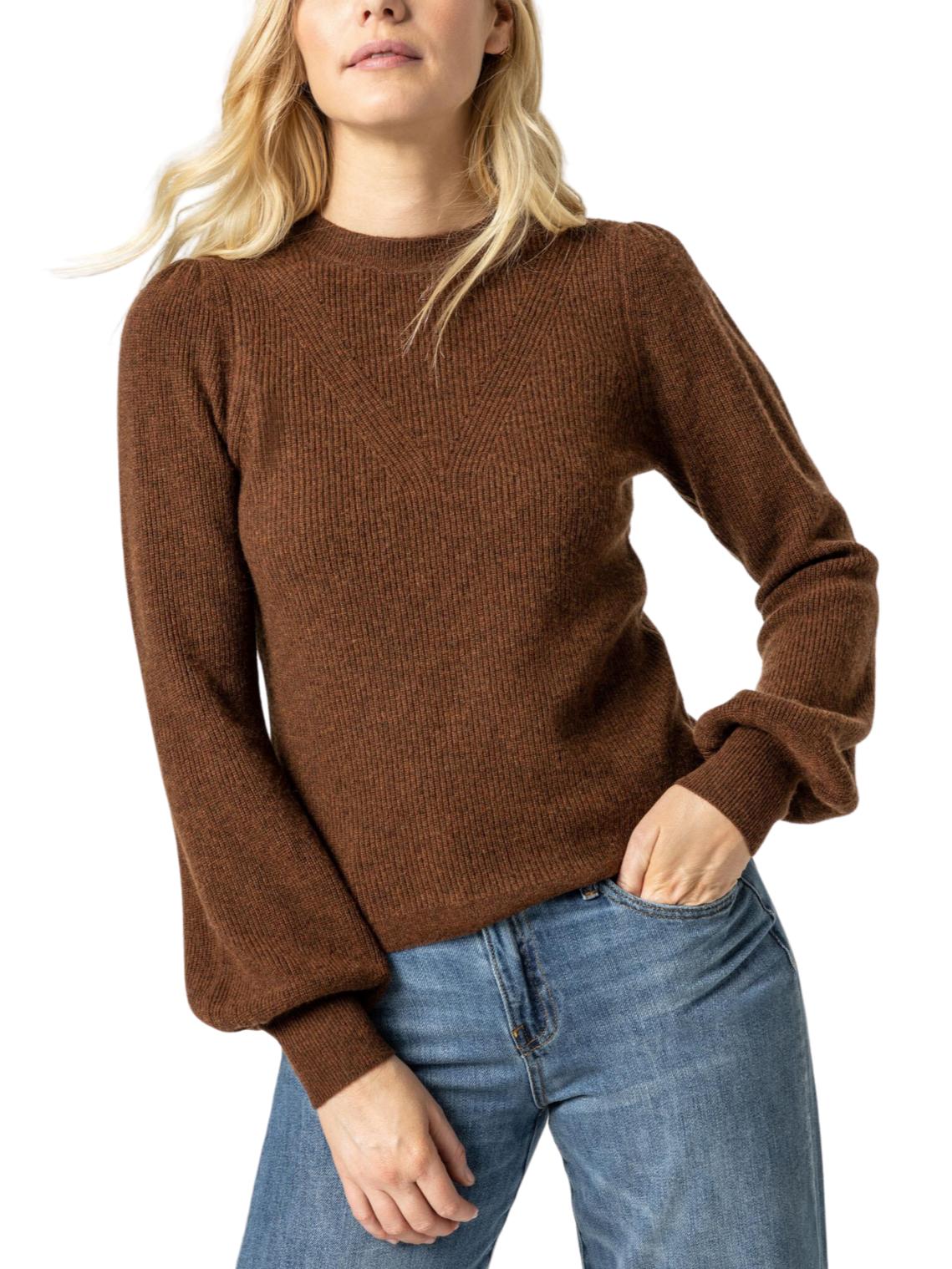Lilla P - Ribbed Puff Sleeve Sweater - Sz M