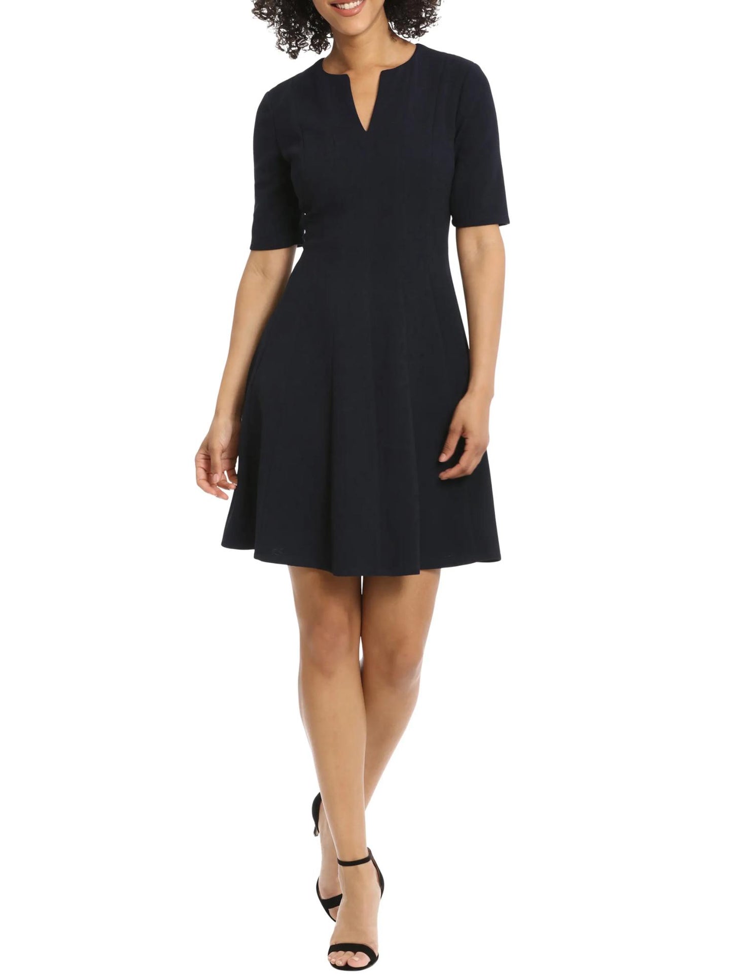 Maggy London - Elbow-Length Sleeve Split Neck Fit & Flare Dress - Sz 16