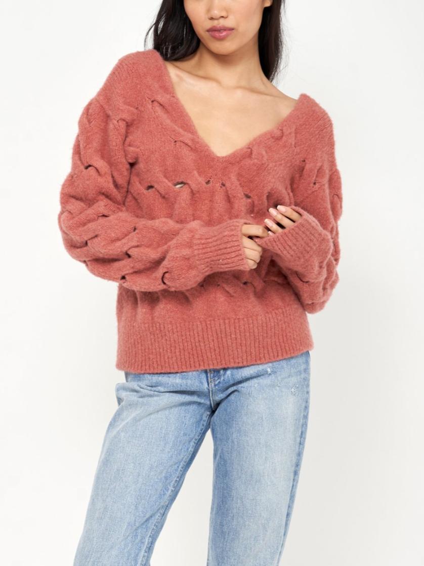 Joie - Aaliyah V-Neck Ribbed Hem Wool Blend Sweaters - Sz M