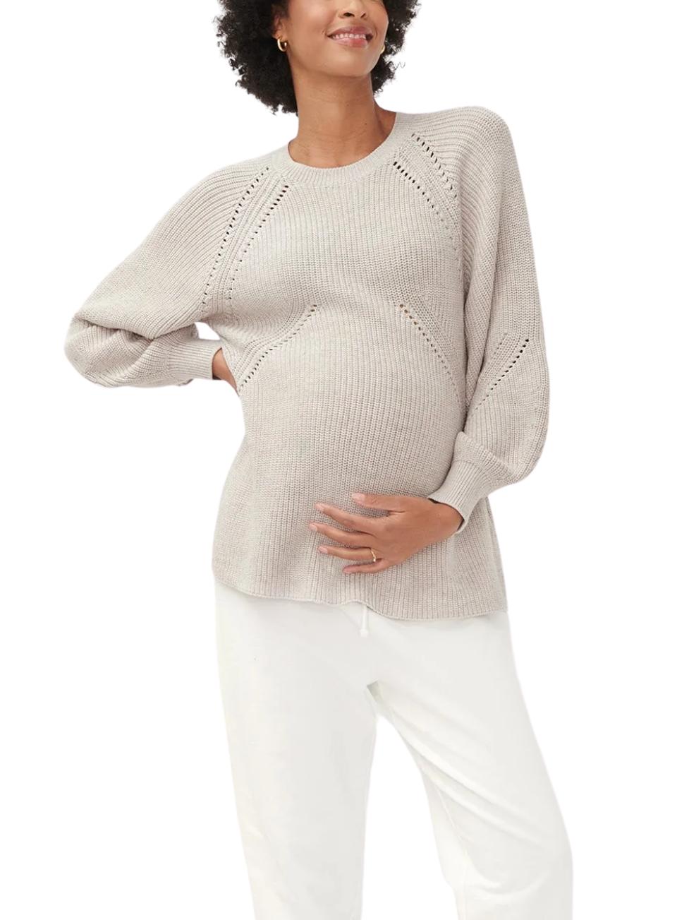Hatch - Flora Pointelle Maternity Long SleeveSweater - Sz XLM