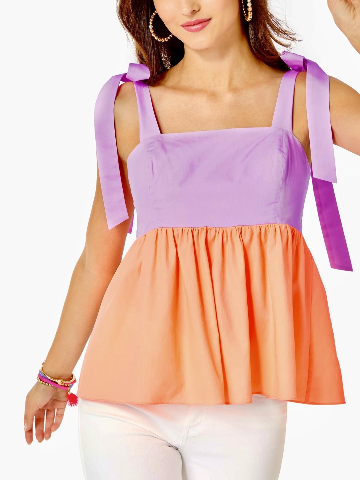 Lilly Pulitzer - Anlee Tie Sleeve Colorblock Top - Sz 10