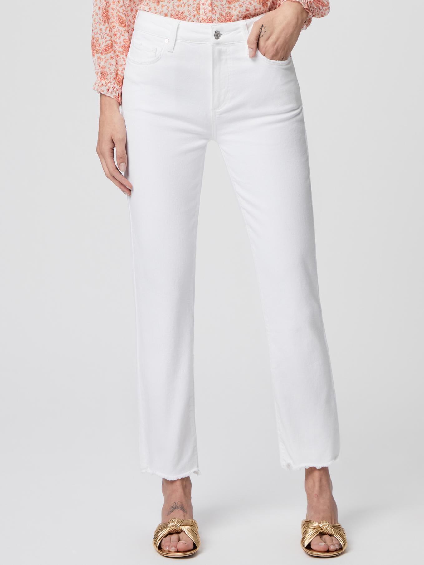 Paige - Cindy High-Rise Raw Hem Straight Leg Jeans - Sz 25