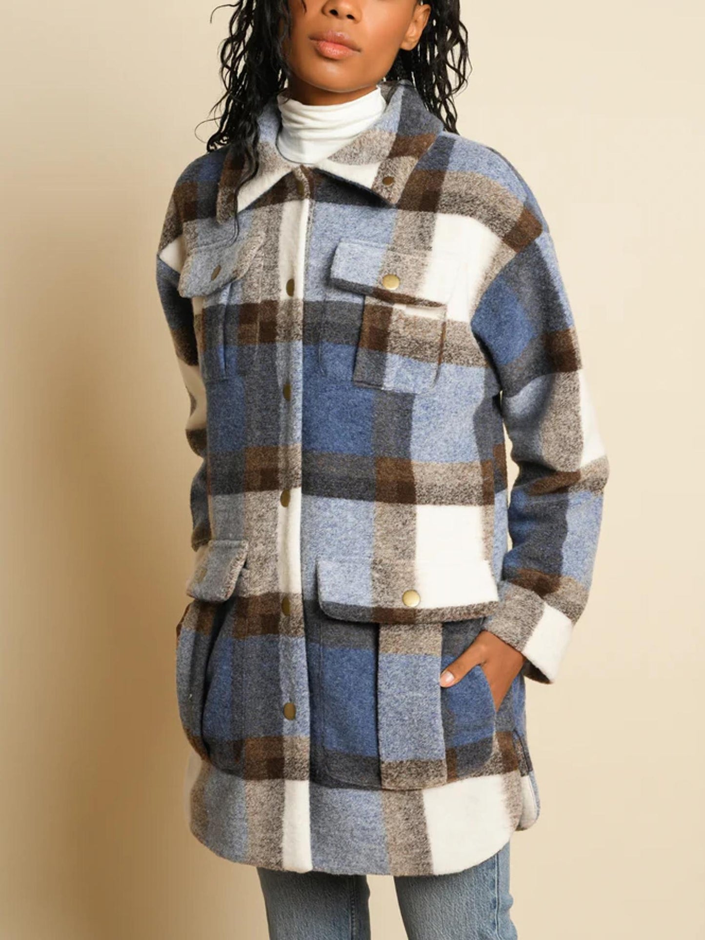 Hutch - Brandy Utility Snap Button Shacket - Sz L