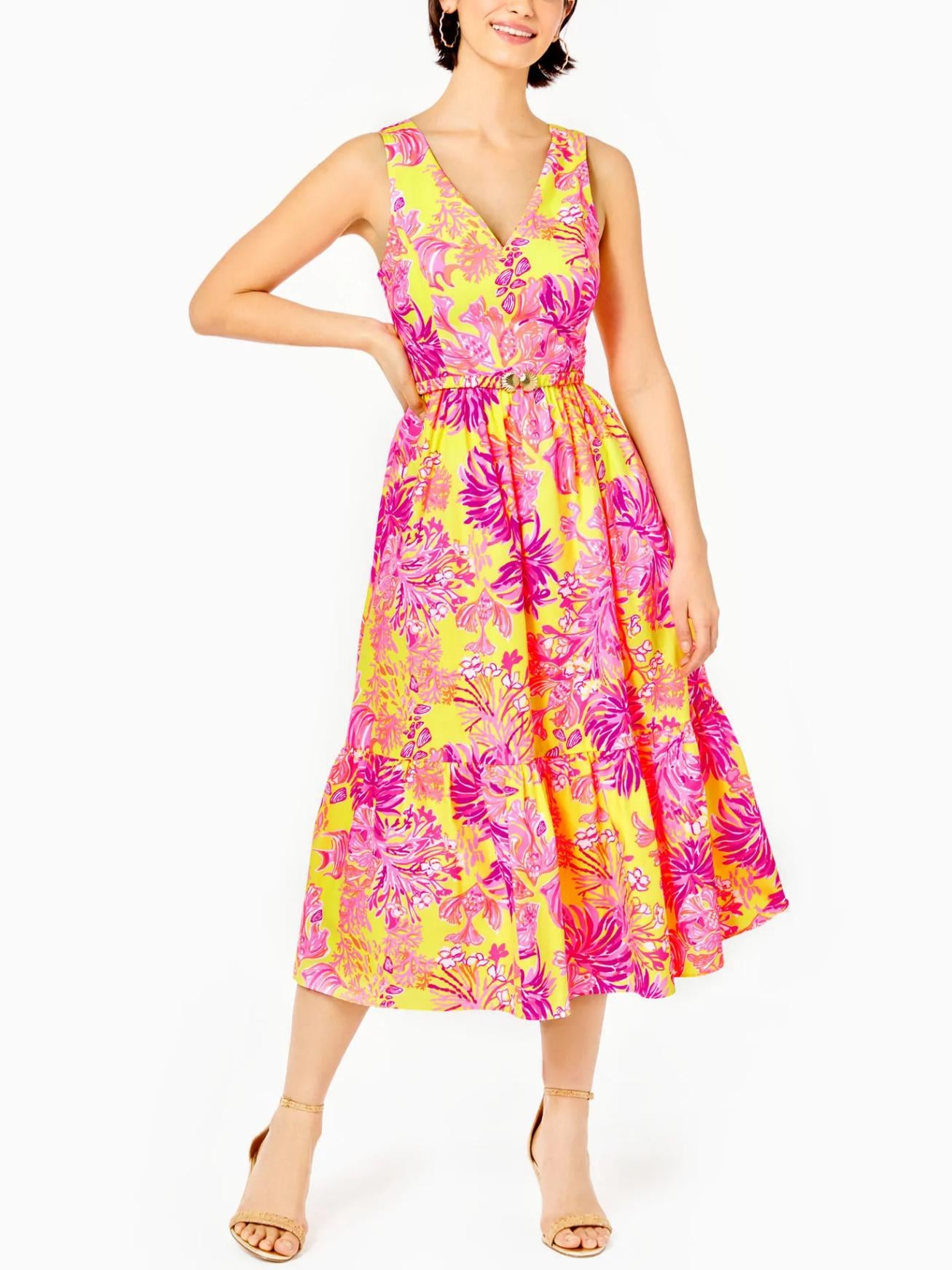 Lilly Pulitzer - V-neck Sleeveless Bri Midi Dress - Sz 2