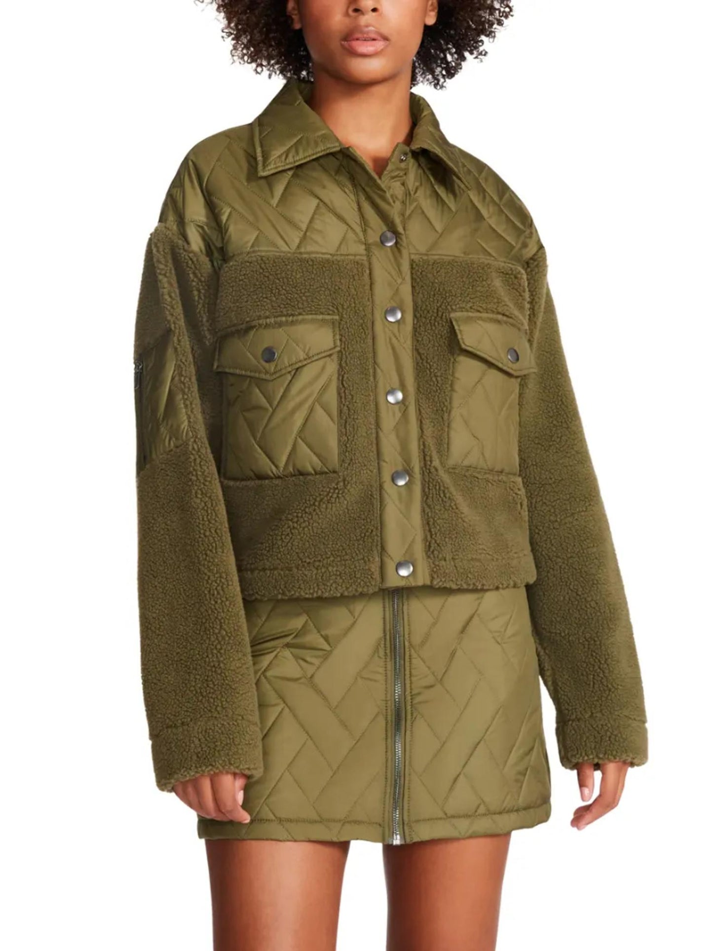 Steve Madden - Iris Sherpa Quilted Jacket - Sz S