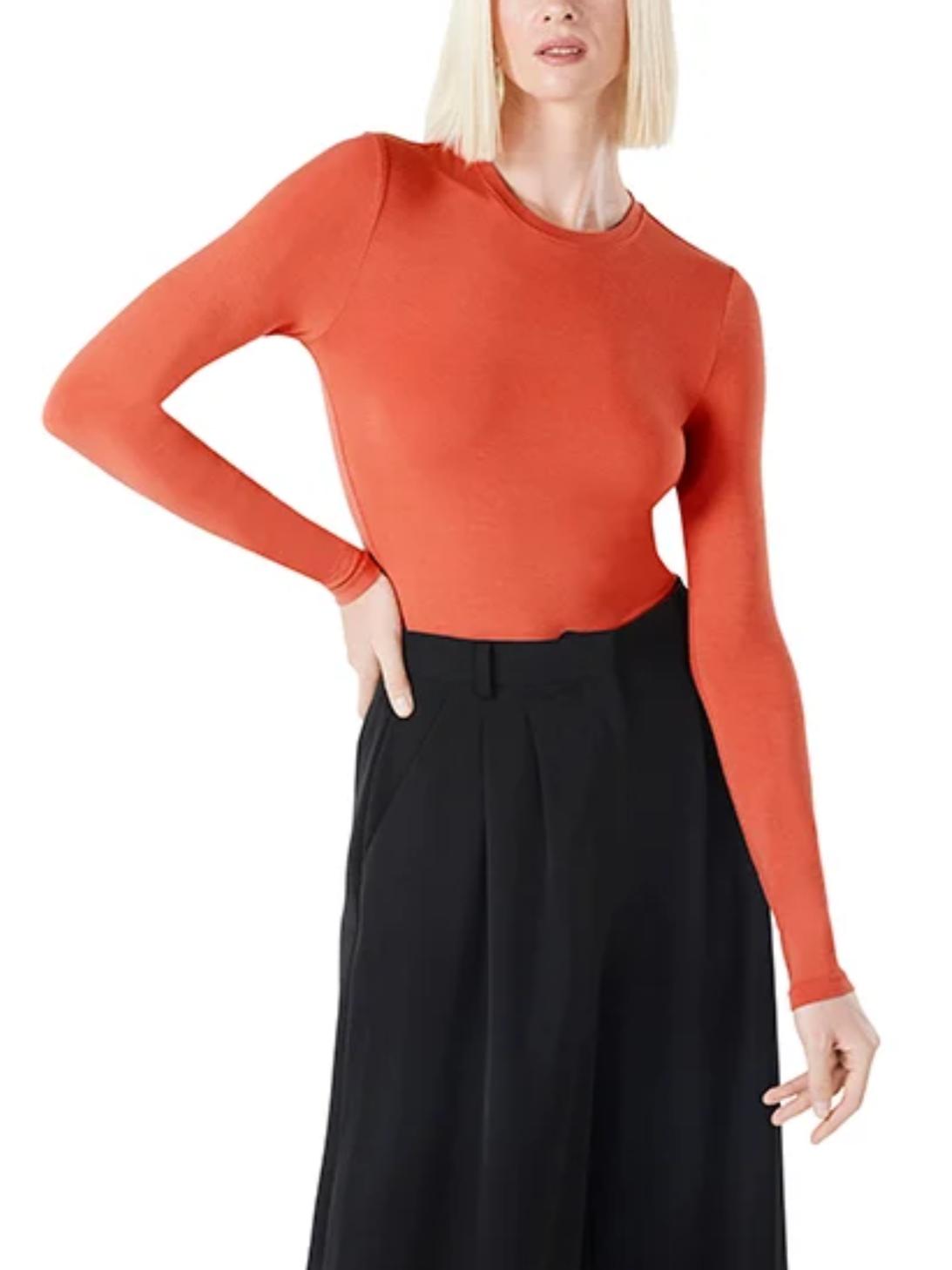 BCBG Maxazria - Crew Neck Long Sleeve Knit Top - Sz S