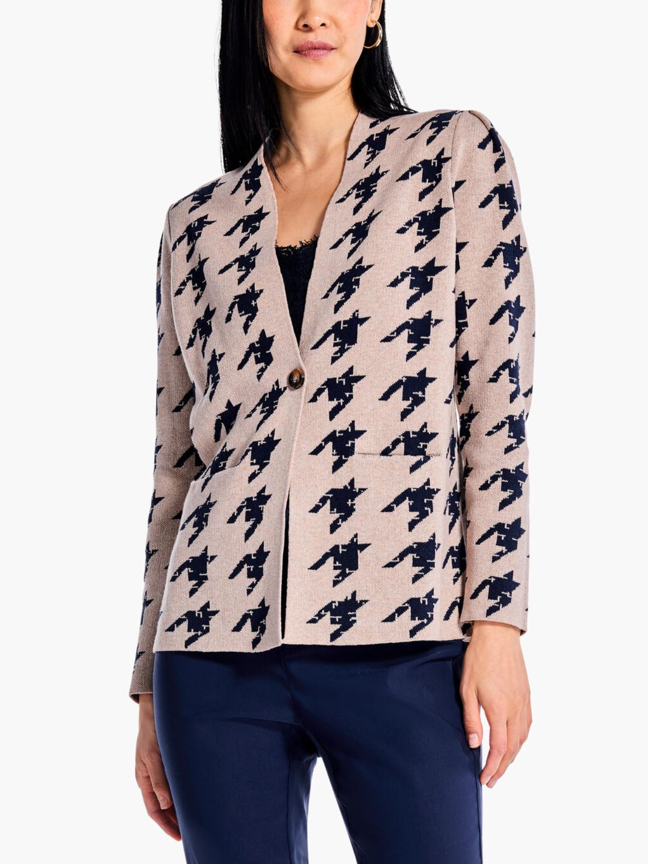 NIC+ZOE - Houndstooth Femme Sleeve Knit Blazer - Sz M