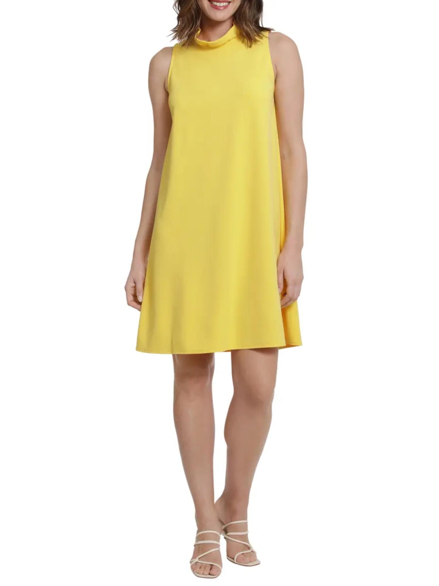 London Times - Ruffle Neck Sleeveless A-Line Midi Dress - Sz L